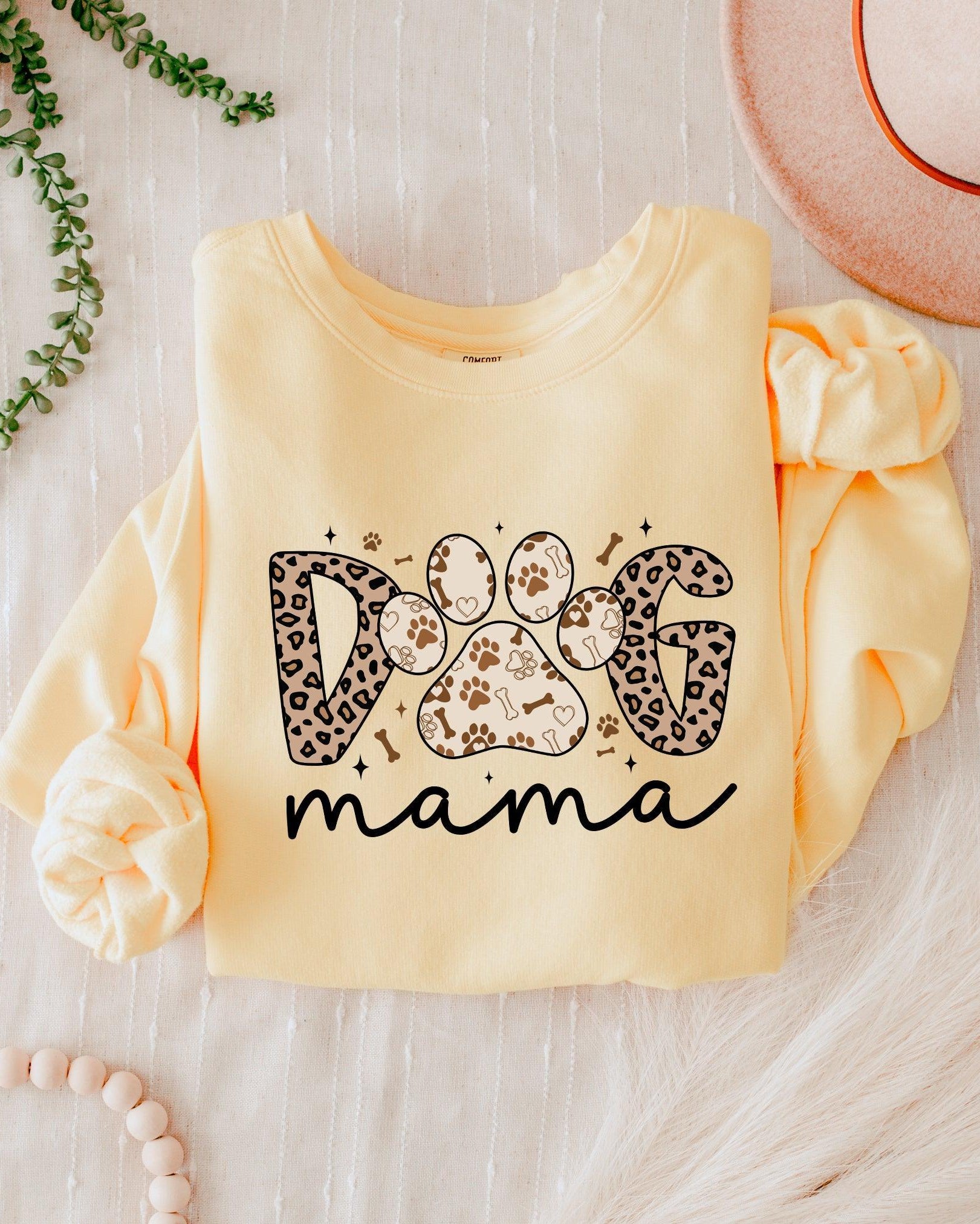 Leopard Dog Mom Fall Garment Dyed Comfort Colors Sweatshirt