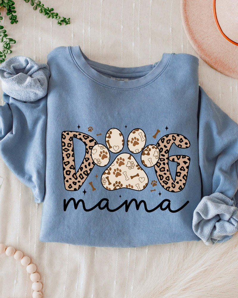 Leopard Dog Mom Fall Garment Dyed Comfort Colors Sweatshirt
