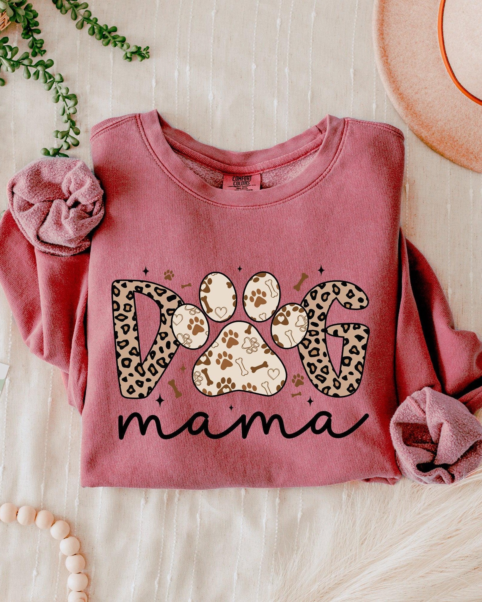 Leopard Dog Mom Fall Garment Dyed Comfort Colors Sweatshirt