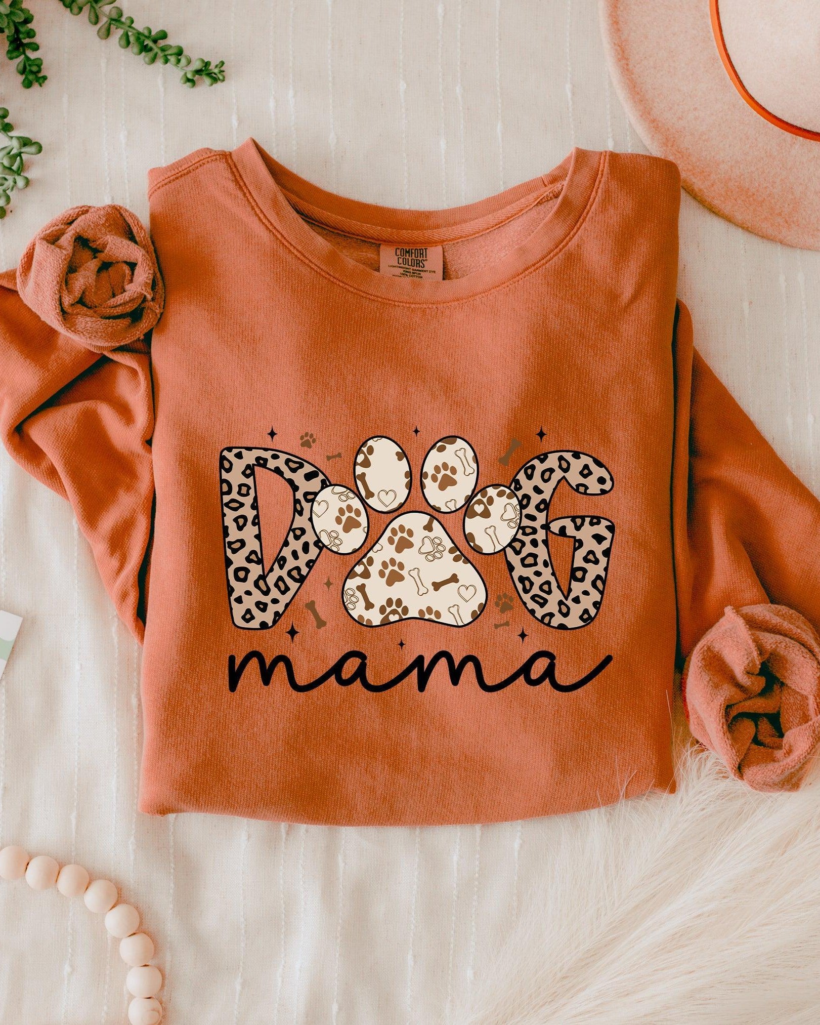 Leopard Dog Mom Fall Garment Dyed Comfort Colors Sweatshirt