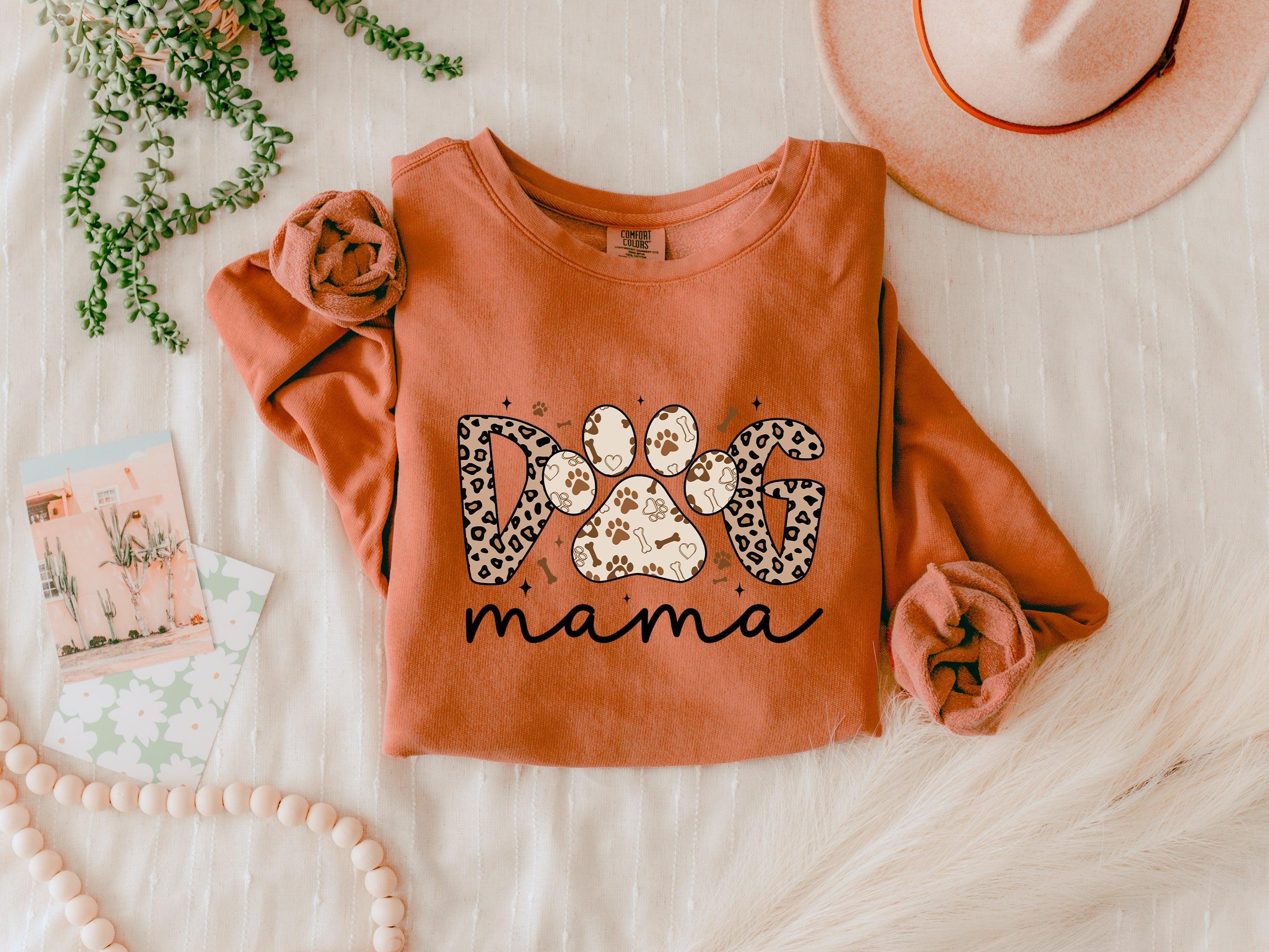 Leopard Dog Mom Fall Garment Dyed Comfort Colors Sweatshirt