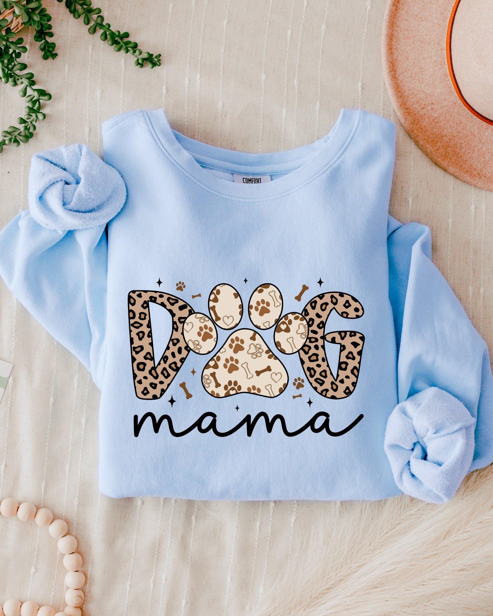 Leopard Dog Mom Fall Garment Dyed Comfort Colors Sweatshirt