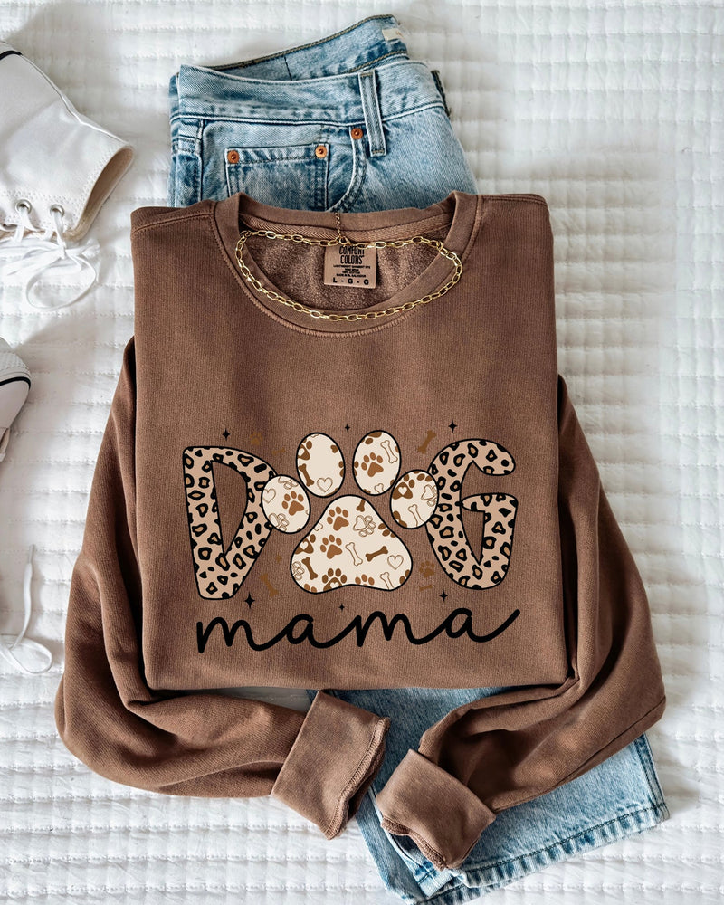 Leopard Dog Mom Fall Garment Dyed Comfort Colors Sweatshirt