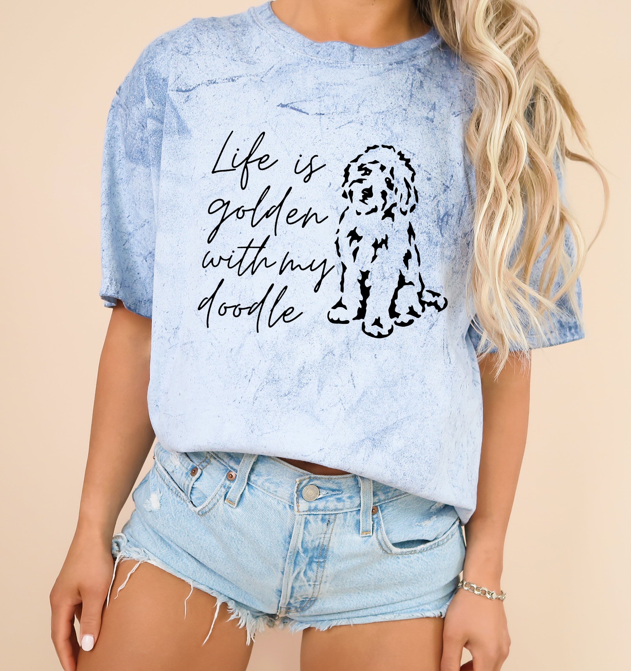 Life Is Golden With My Doodle Dog mom Garment Dyed T Shirt