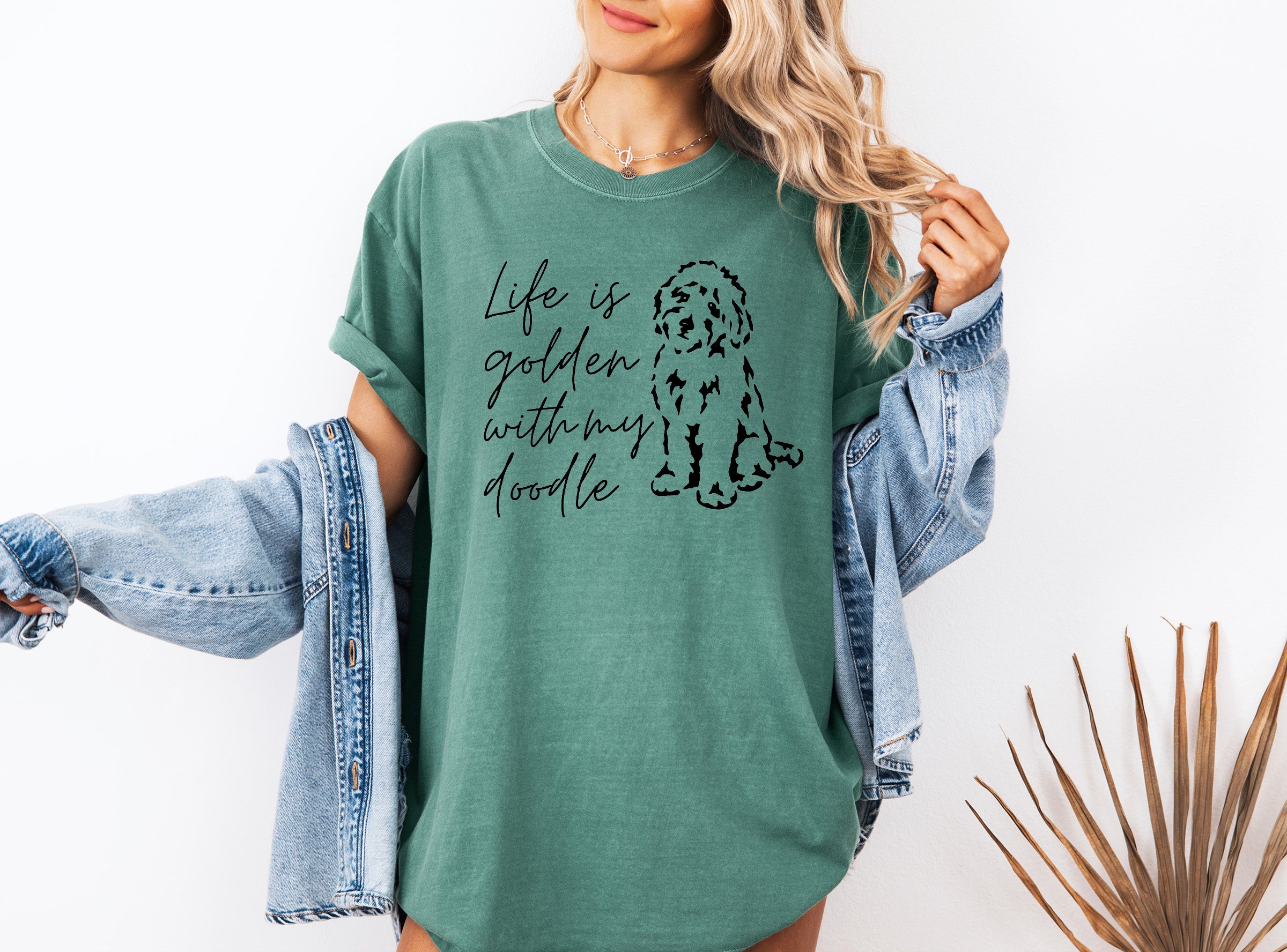 Life Is Golden With My Doodle Dog mom Garment Dyed T Shirt