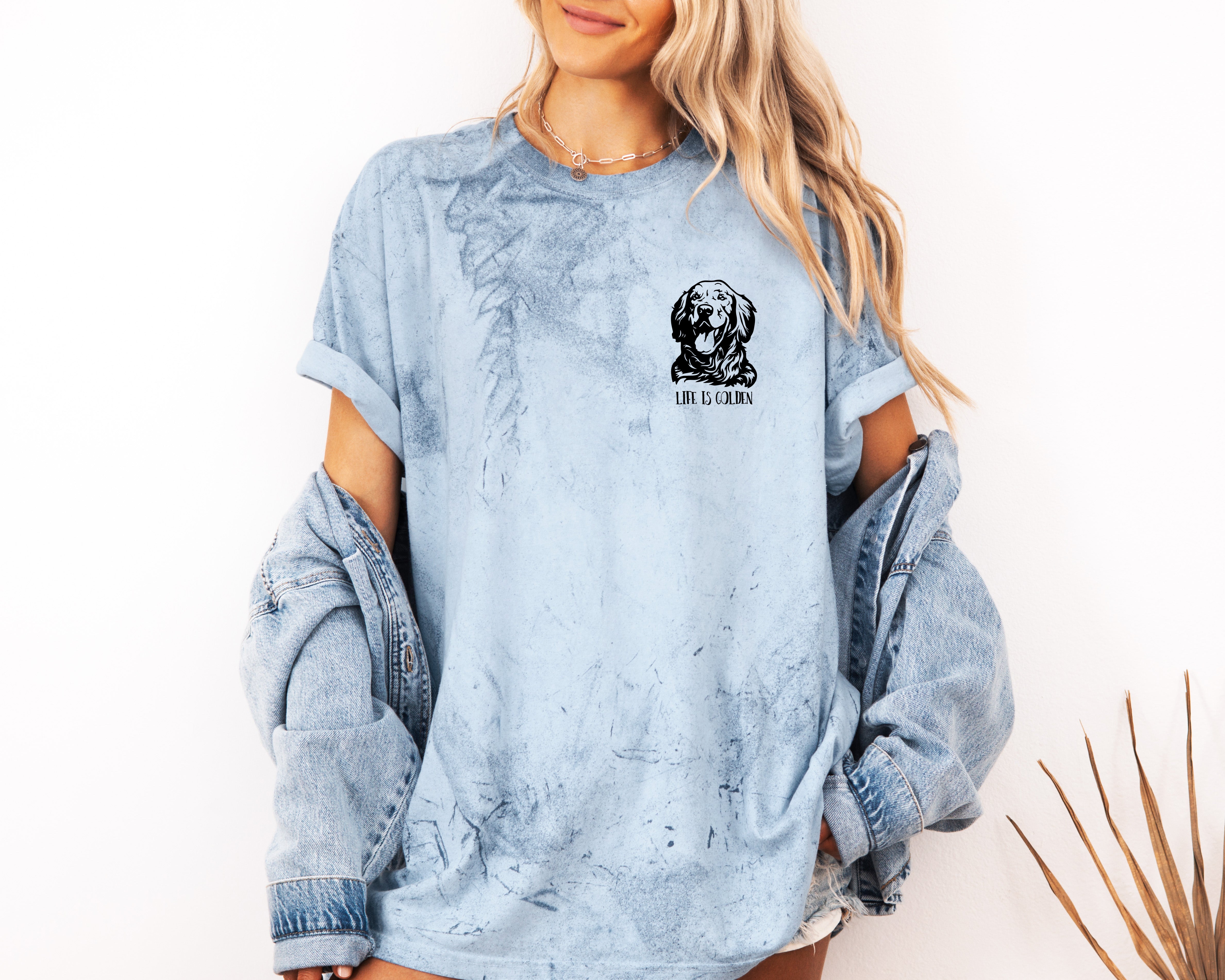 Life is Golden Retriever Dog Mom Comfort Colors T Shirt (Left)