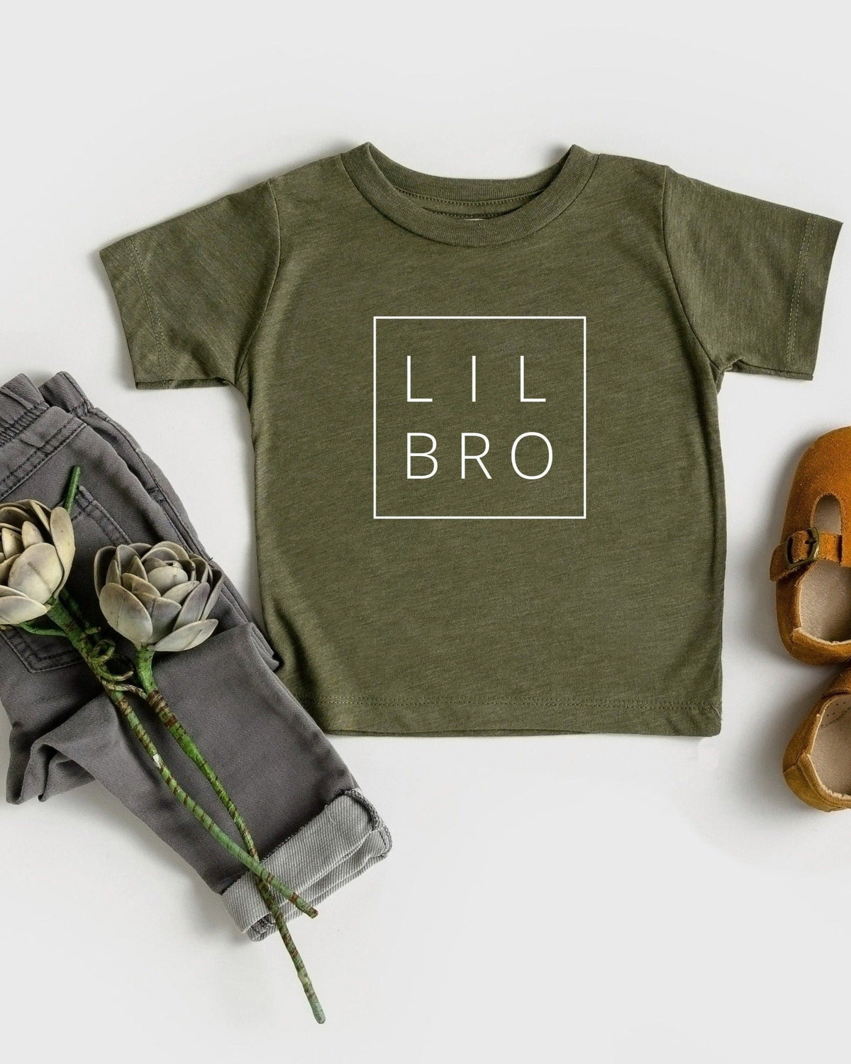 Lil bro Baby and Toddler Tshirt | Little Brother Pregnancy announcement sibling shirts (Square)
