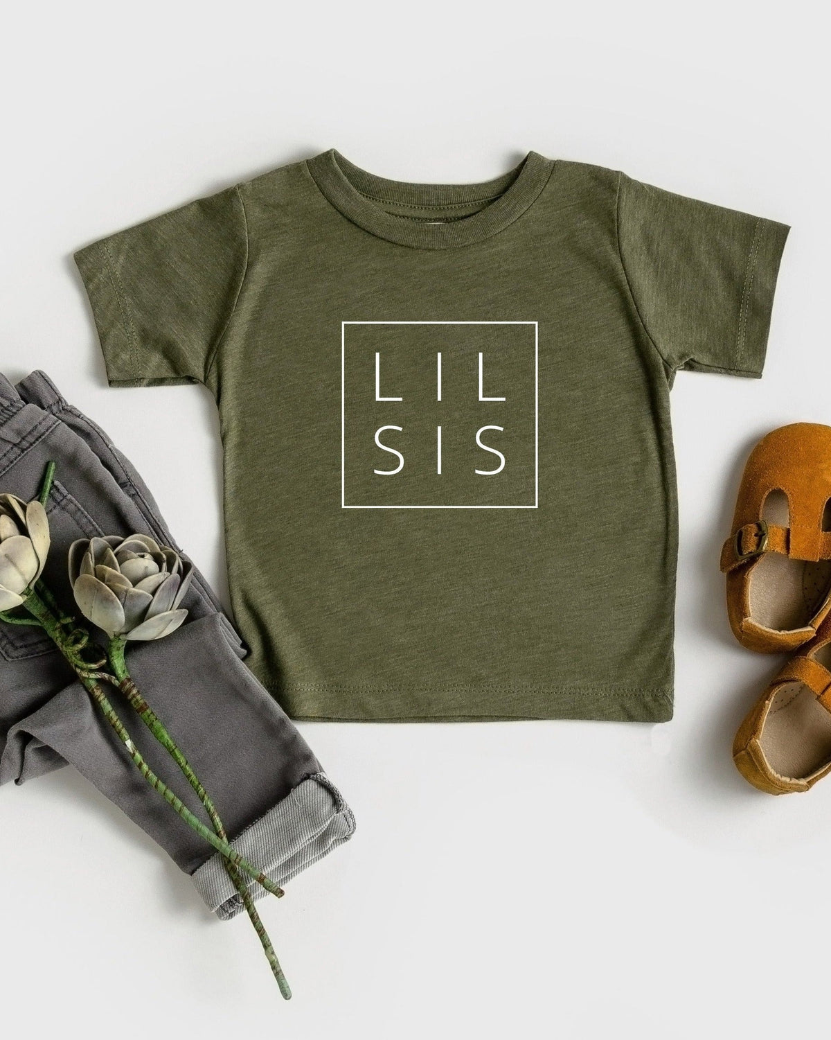 Lil sis Baby and Toddler Tshirt | Little Sister Pregnancy announcement sibling shirts (Square)