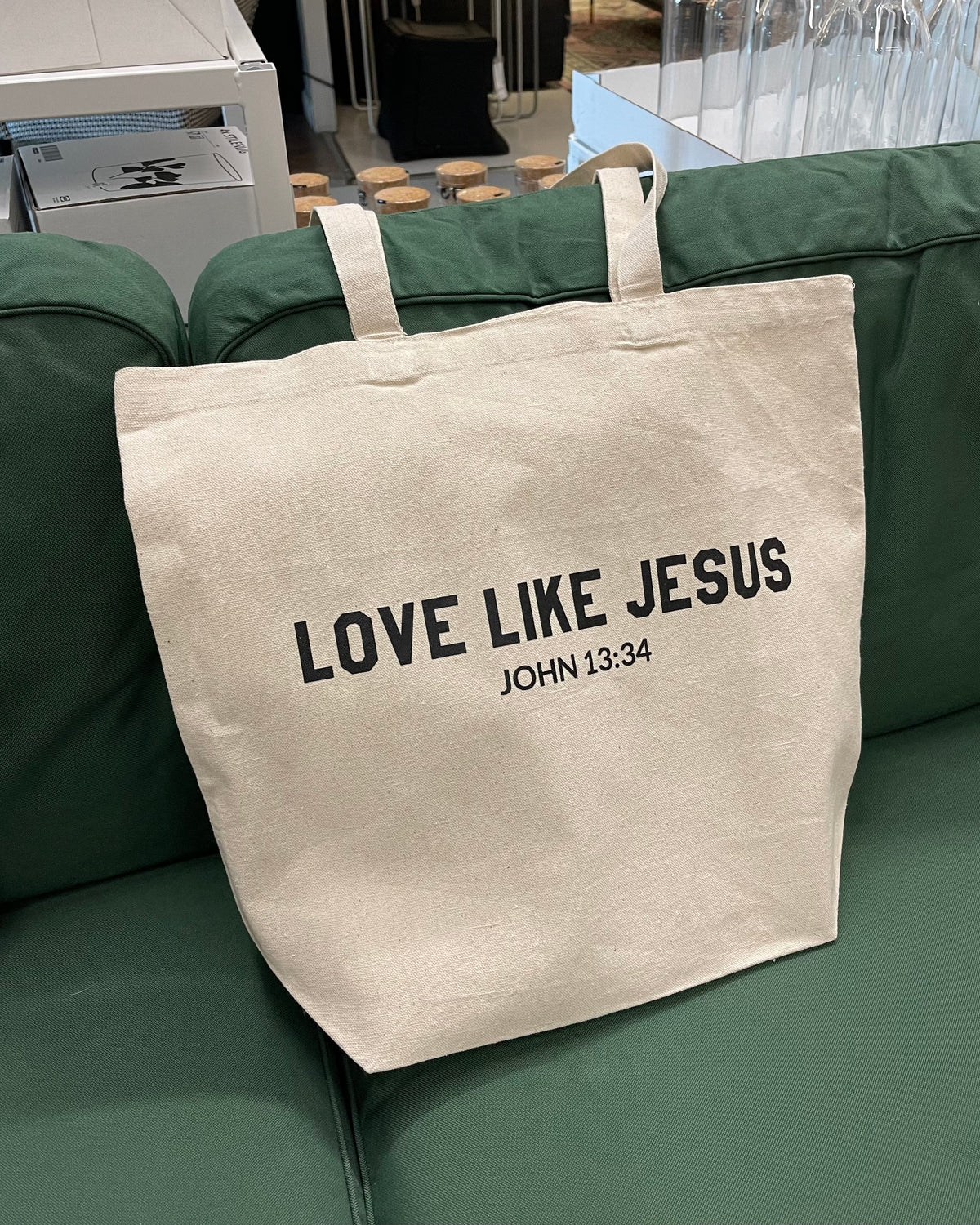 Love Like Jesus Christian Bible Canvas Tote Bag | Grocery Bag | Christian Canvas Tote Bag Gift