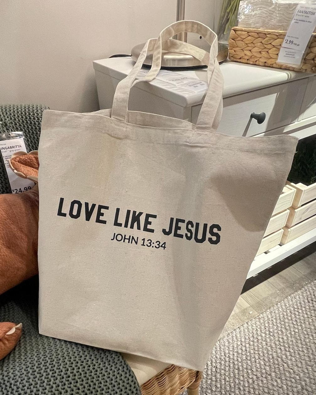 Love Like Jesus Christian Bible Canvas Tote Bag | Grocery Bag | Christian Canvas Tote Bag Gift