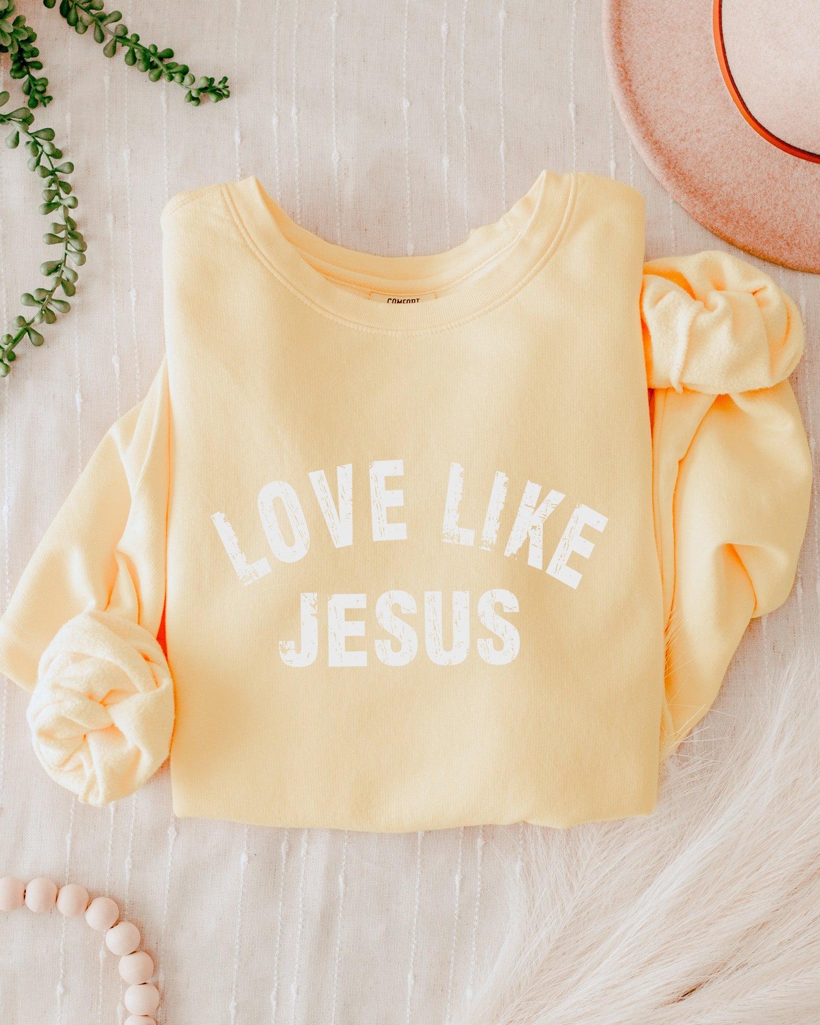 Love Like Jesus Christian inspirational Garment Dyed Comfort Colors Sweatshirt (2 lines)