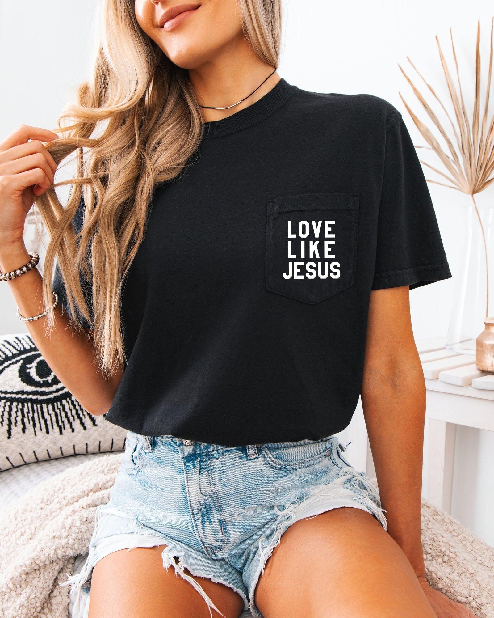 Love like Jesus Comfort Colors Pocket T Shirt | Pro life, Christian shirt