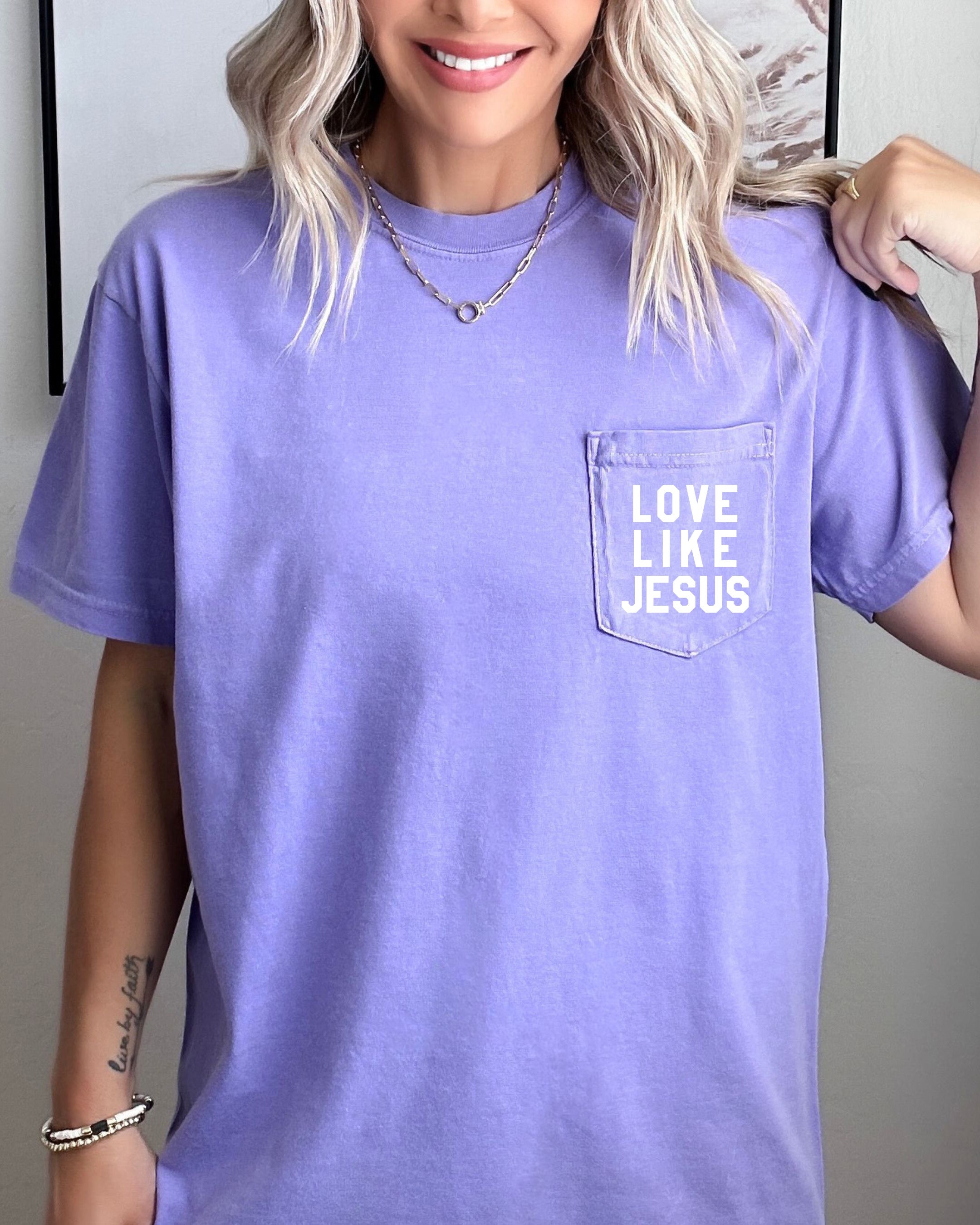 Love like Jesus Comfort Colors Pocket T Shirt | Pro life, Christian shirt