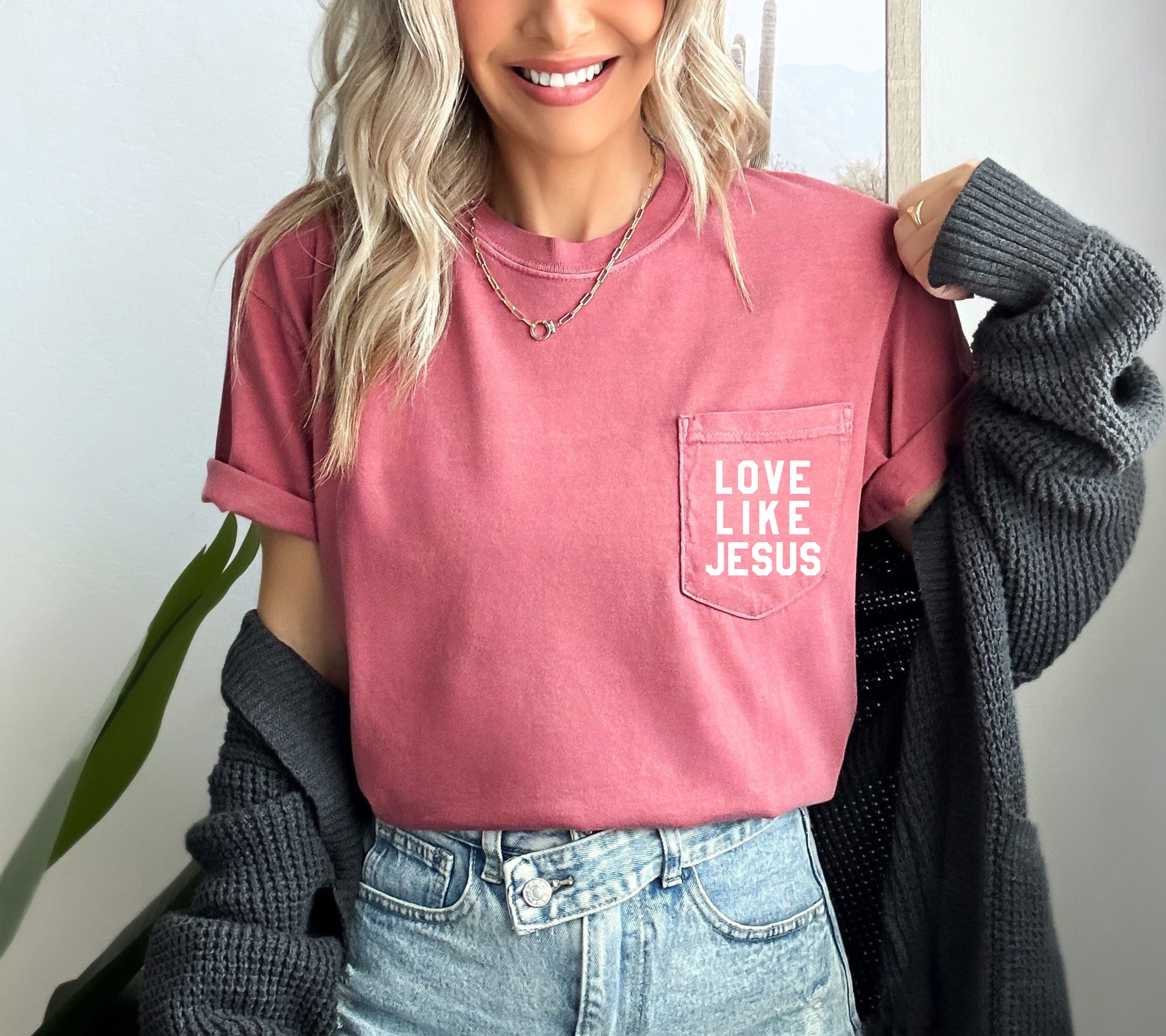 Love like Jesus Comfort Colors Pocket T Shirt | Pro life, Christian shirt