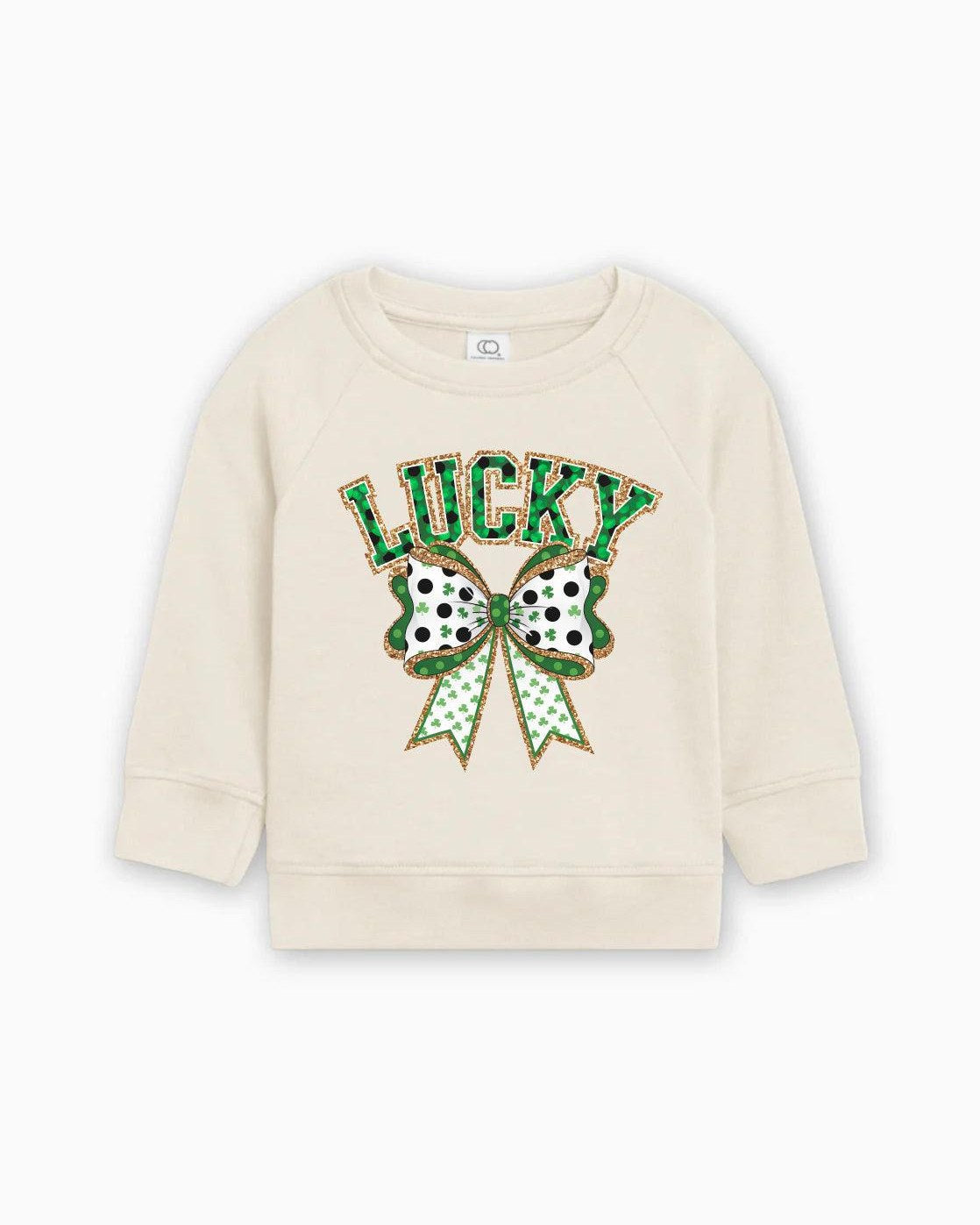 Lucky Shamrock Clover Ribbon St. Patricks Kids Organic Cotton Pullover (Color)
