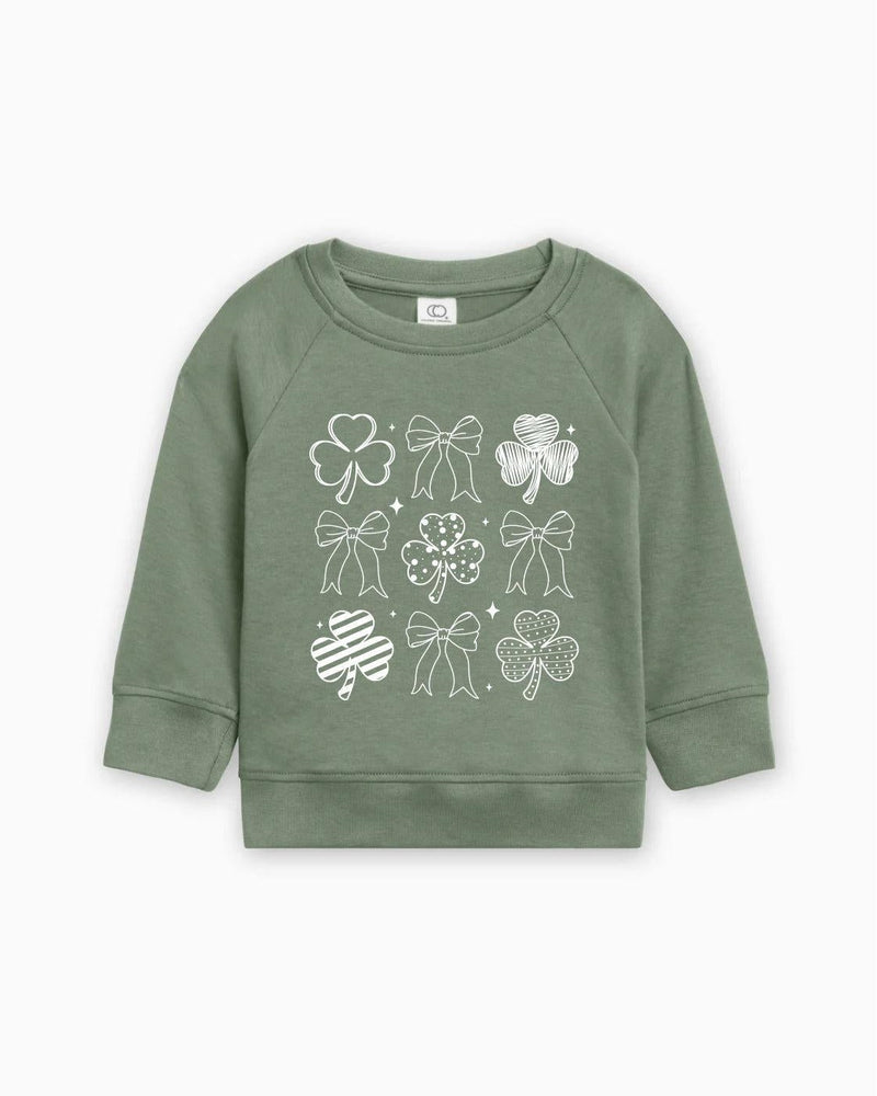 Lucky Shamrock Clover St. Patricks Kids Organic Cotton Pullover (9 shamrocks)