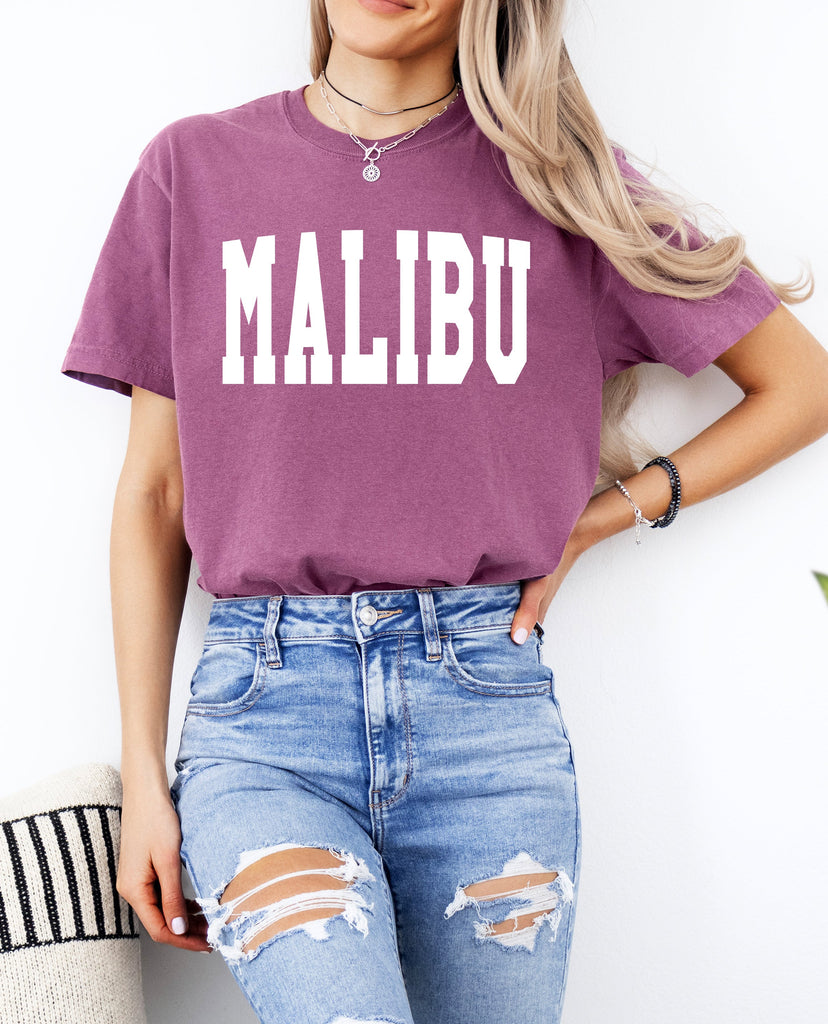 Malibu California State City Comfort Colors T Shirt (Condensed Font)