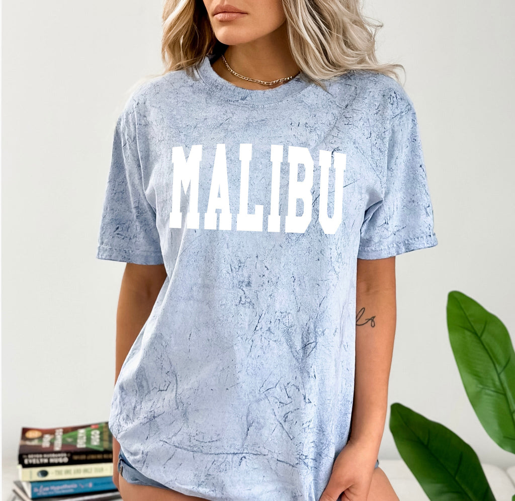 Malibu California State City Comfort Colors T Shirt (Condensed Font)