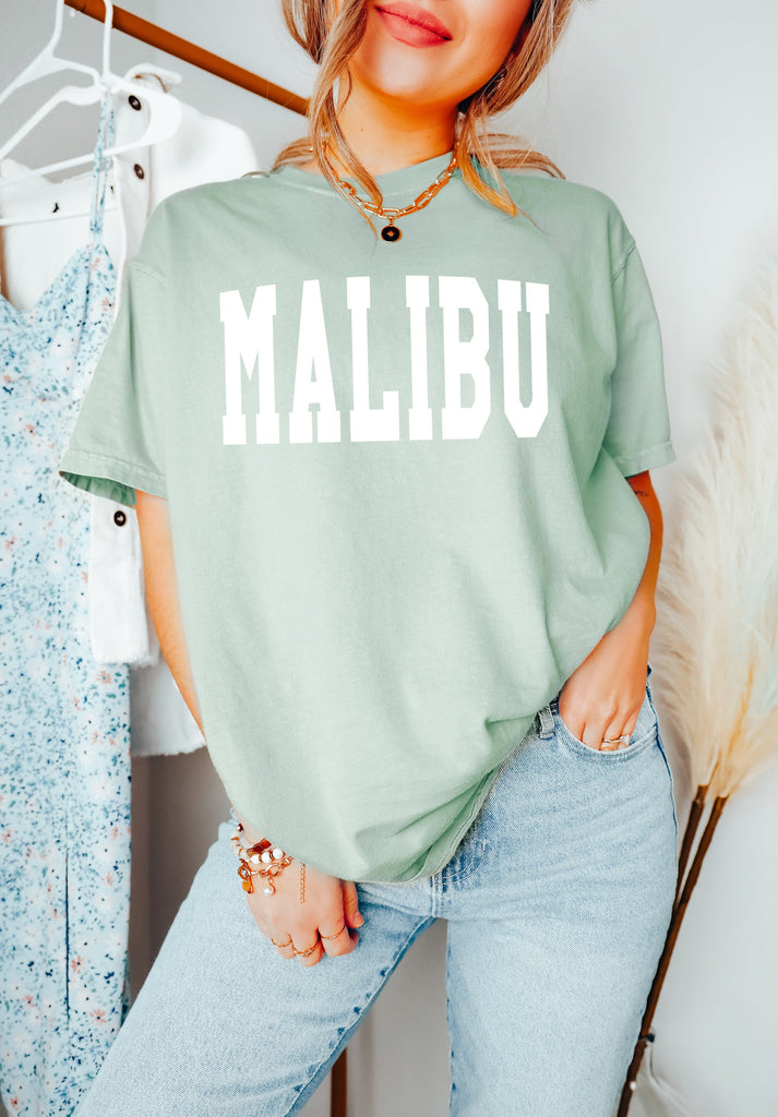 Malibu California State City Comfort Colors T Shirt (Condensed Font)