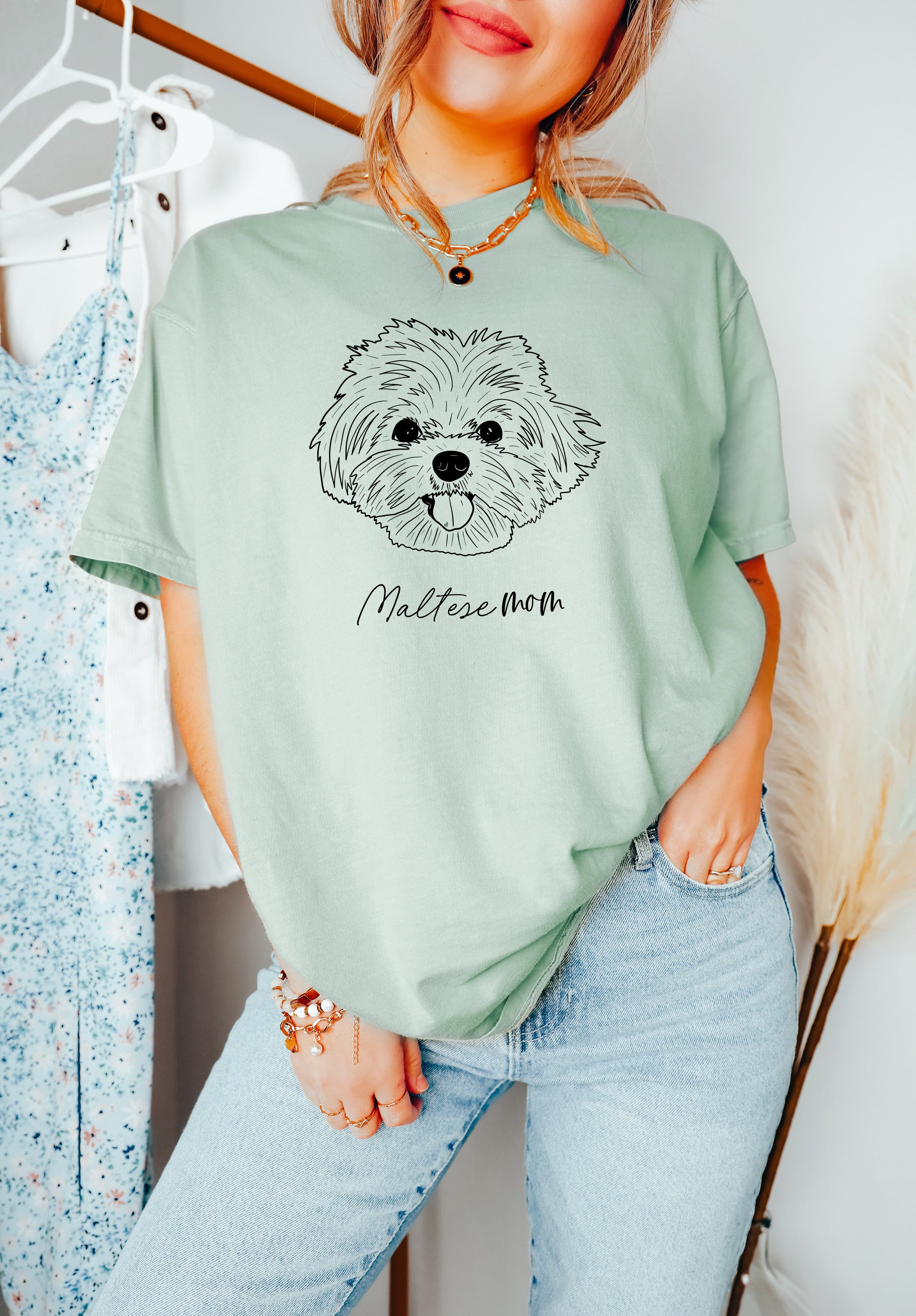 Maltese Dog Mom Comfort Colors T Shirt (center)