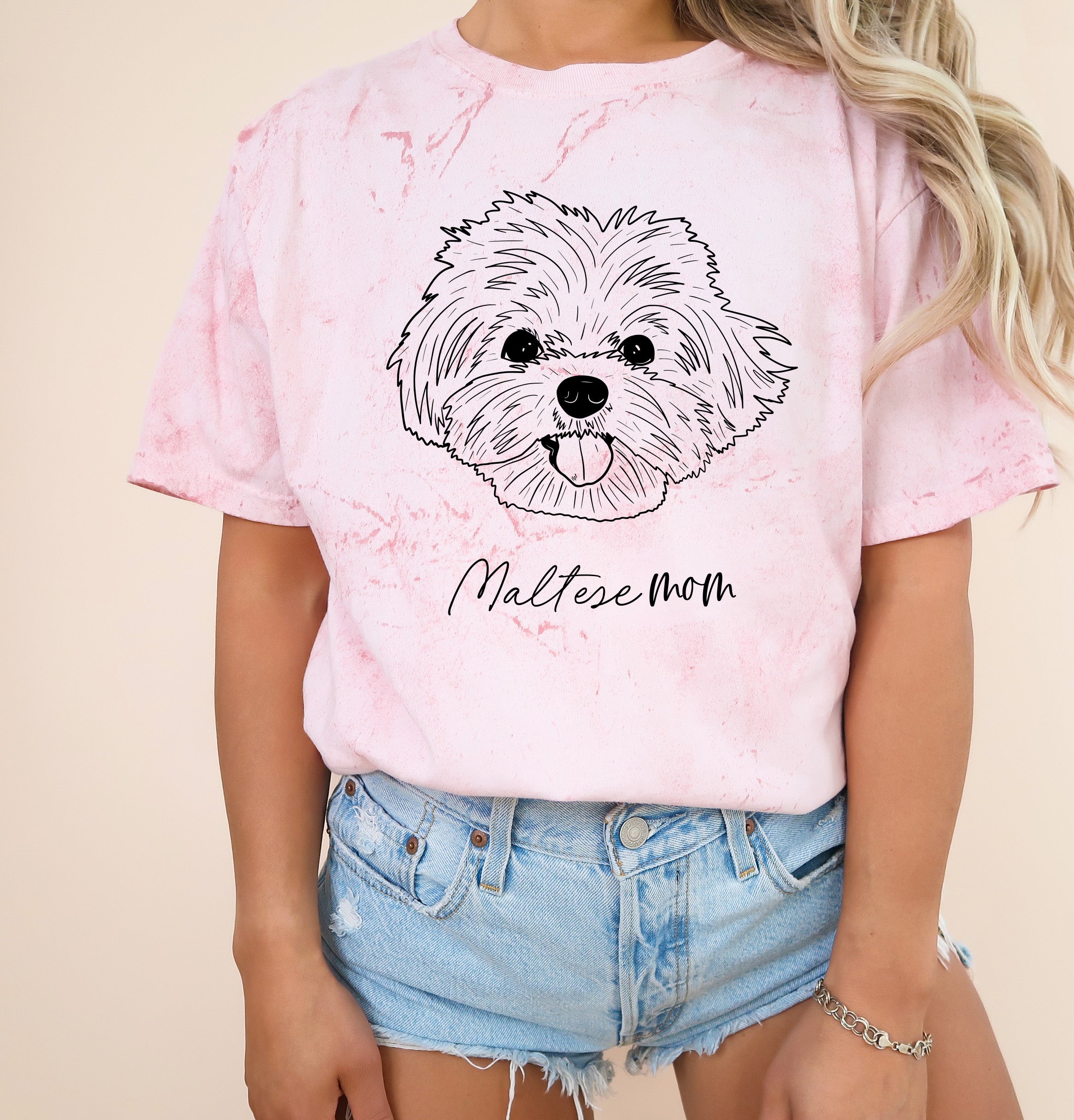 Maltese Dog Mom Comfort Colors T Shirt (center)