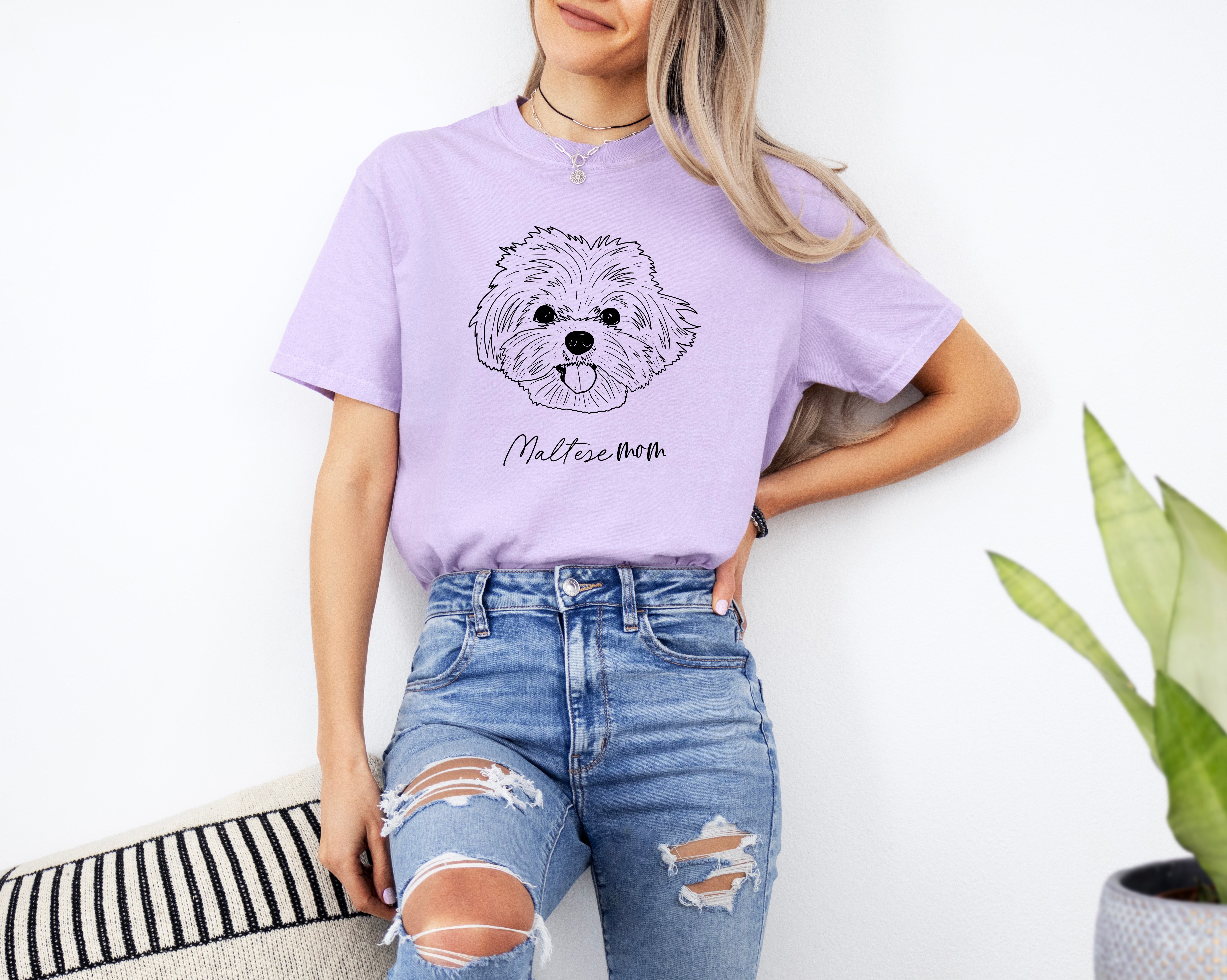 Maltese Dog Mom Comfort Colors T Shirt (center)