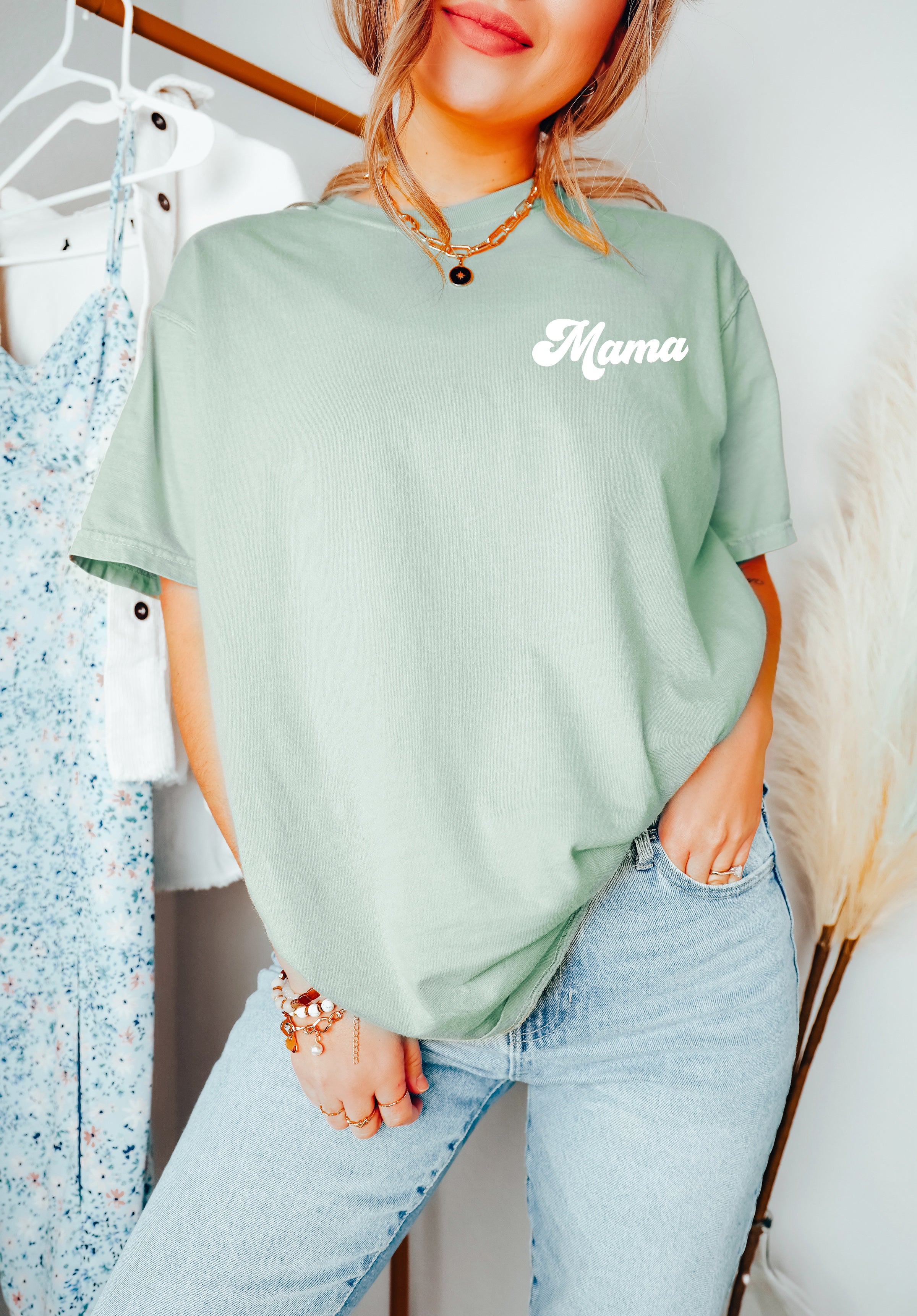Mama Comfort Colors Graphic Tees (Groovy Left Chest)