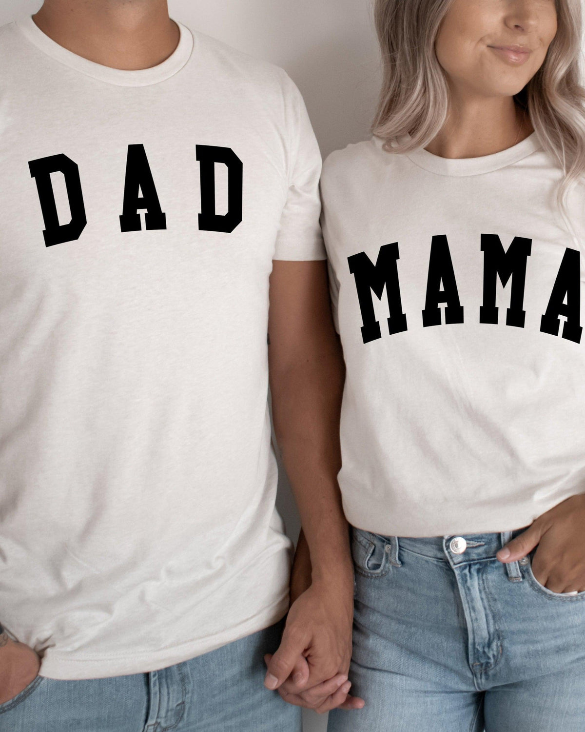 Mama & Dad Family Matching T-shirt (Condensed Font)