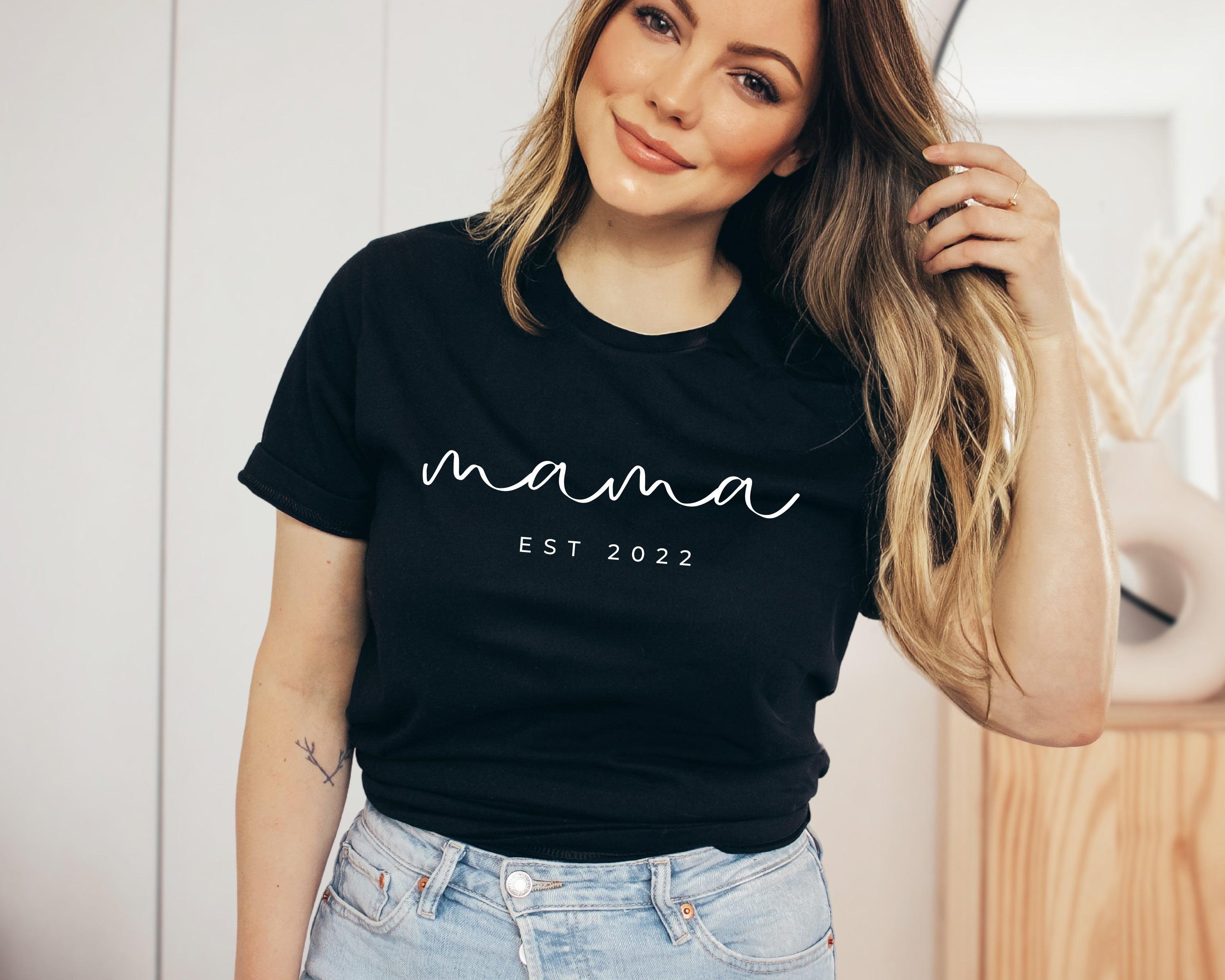 Mama Est year Personalization Classic Soft Short Sleeve Shirt (Cursive)