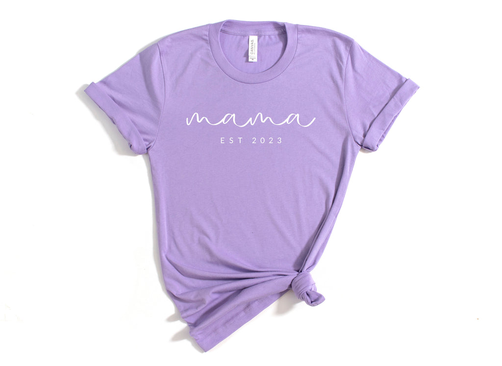 Mama Est year Personalization Classic Soft Short Sleeve Shirt (Cursive)