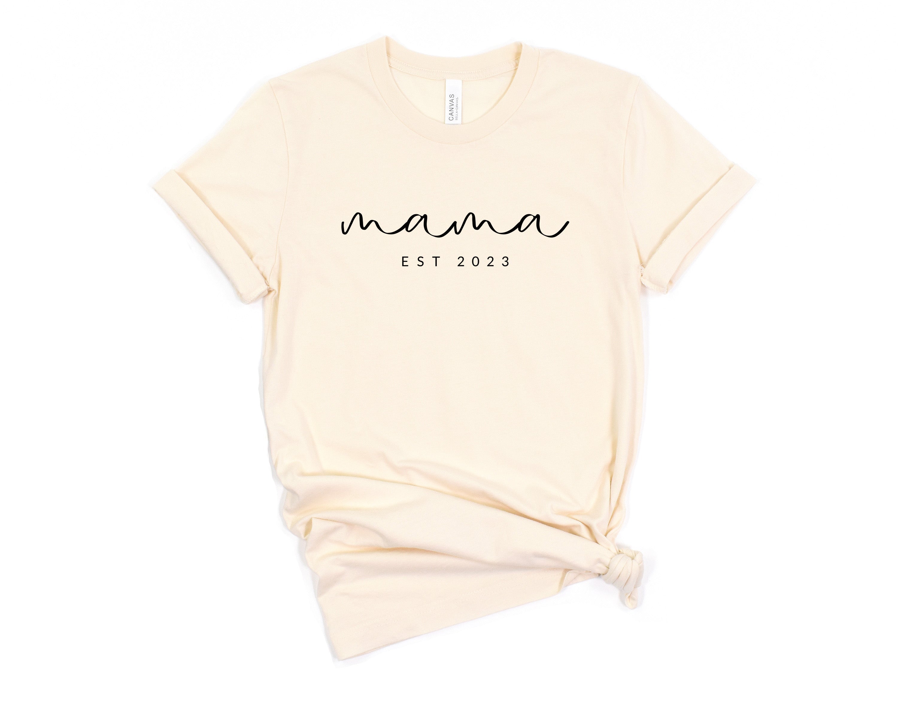 Mama Est year Personalization Classic Soft Short Sleeve Shirt (Cursive)