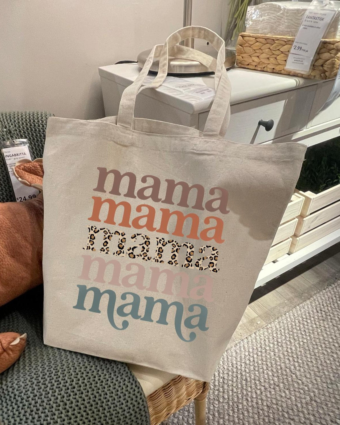 Mama Leopard Bag | Diaper Bag | Mom Canvas Tote Bag