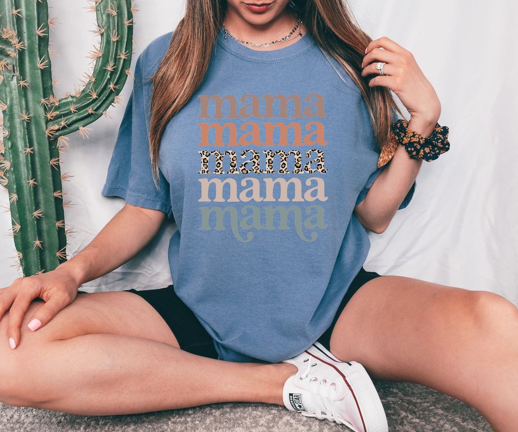 Mama Leopard Comfort Colors T Shirt