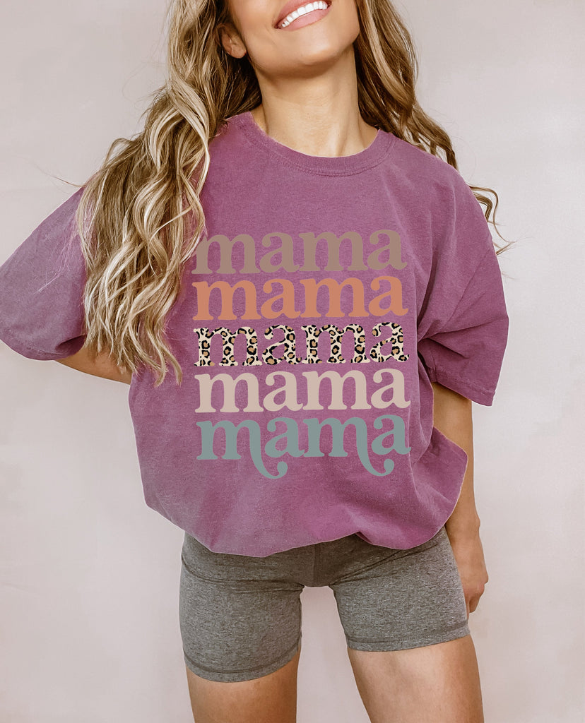 Mama Leopard Comfort Colors T Shirt