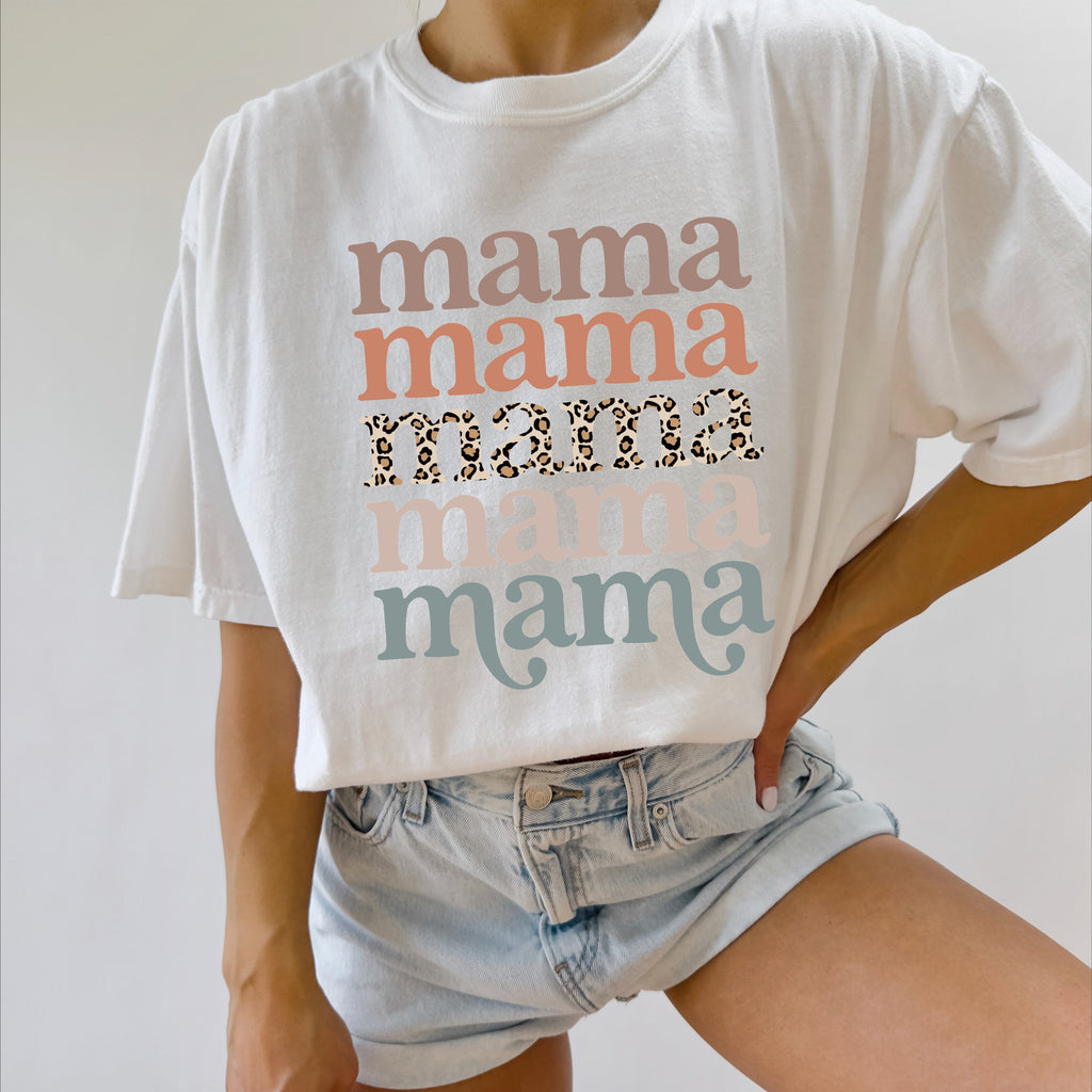 Mama Leopard Comfort Colors T Shirt