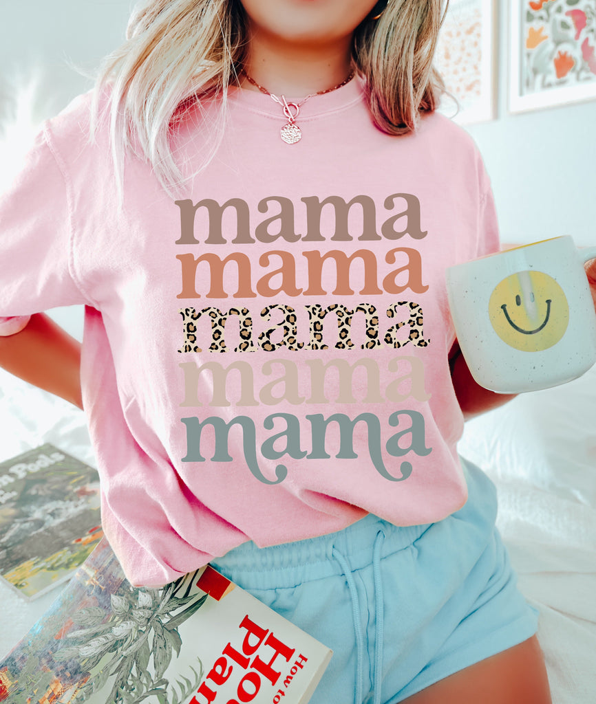 Mama Leopard Comfort Colors T Shirt