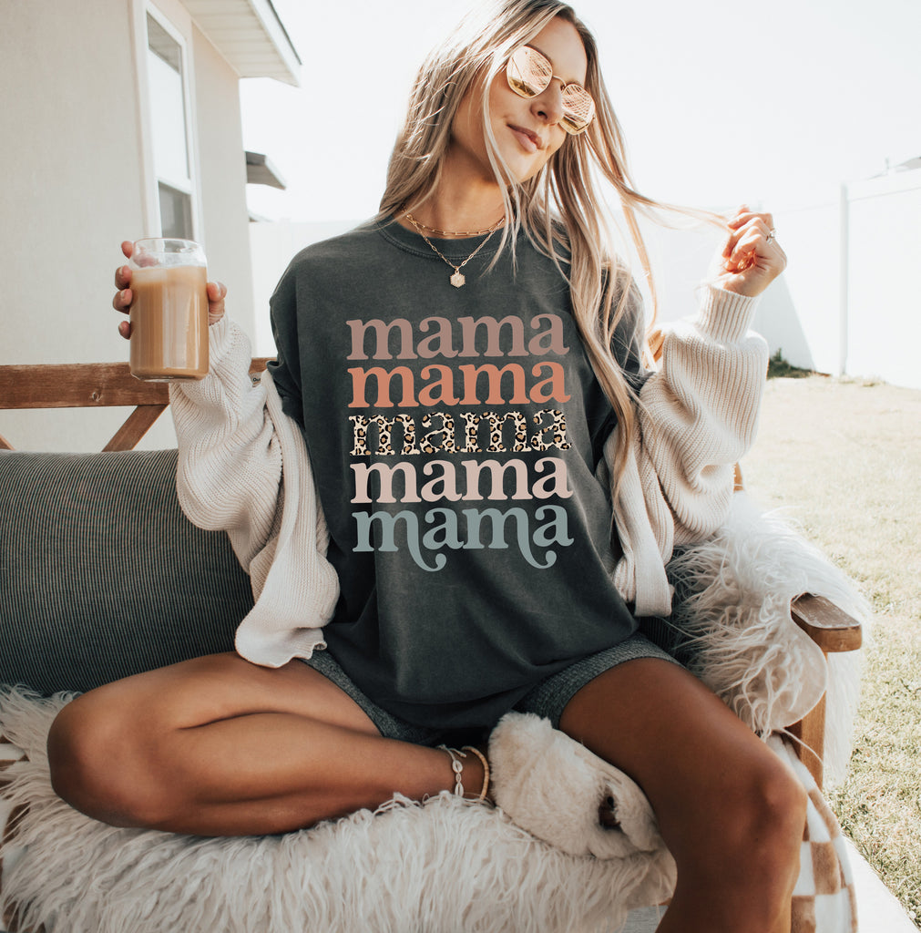 Mama Leopard Comfort Colors T Shirt