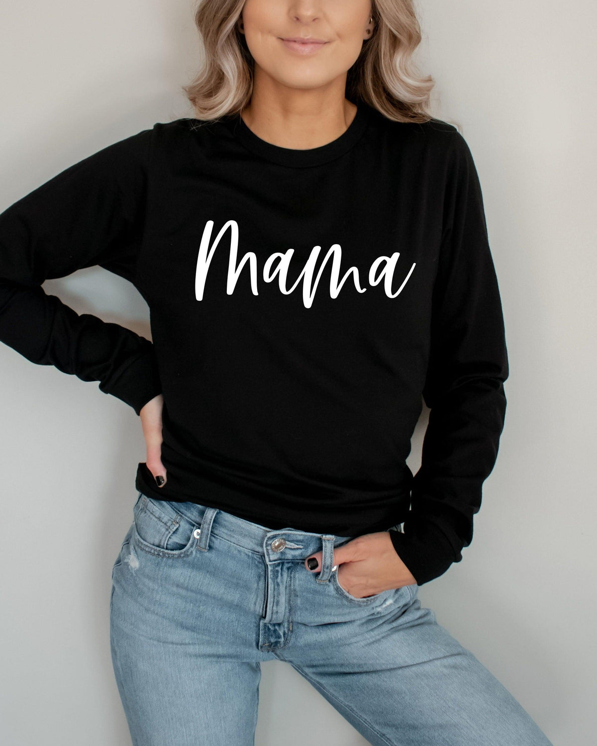 Mama Long Sleeve Tshirt (Cursive 2)