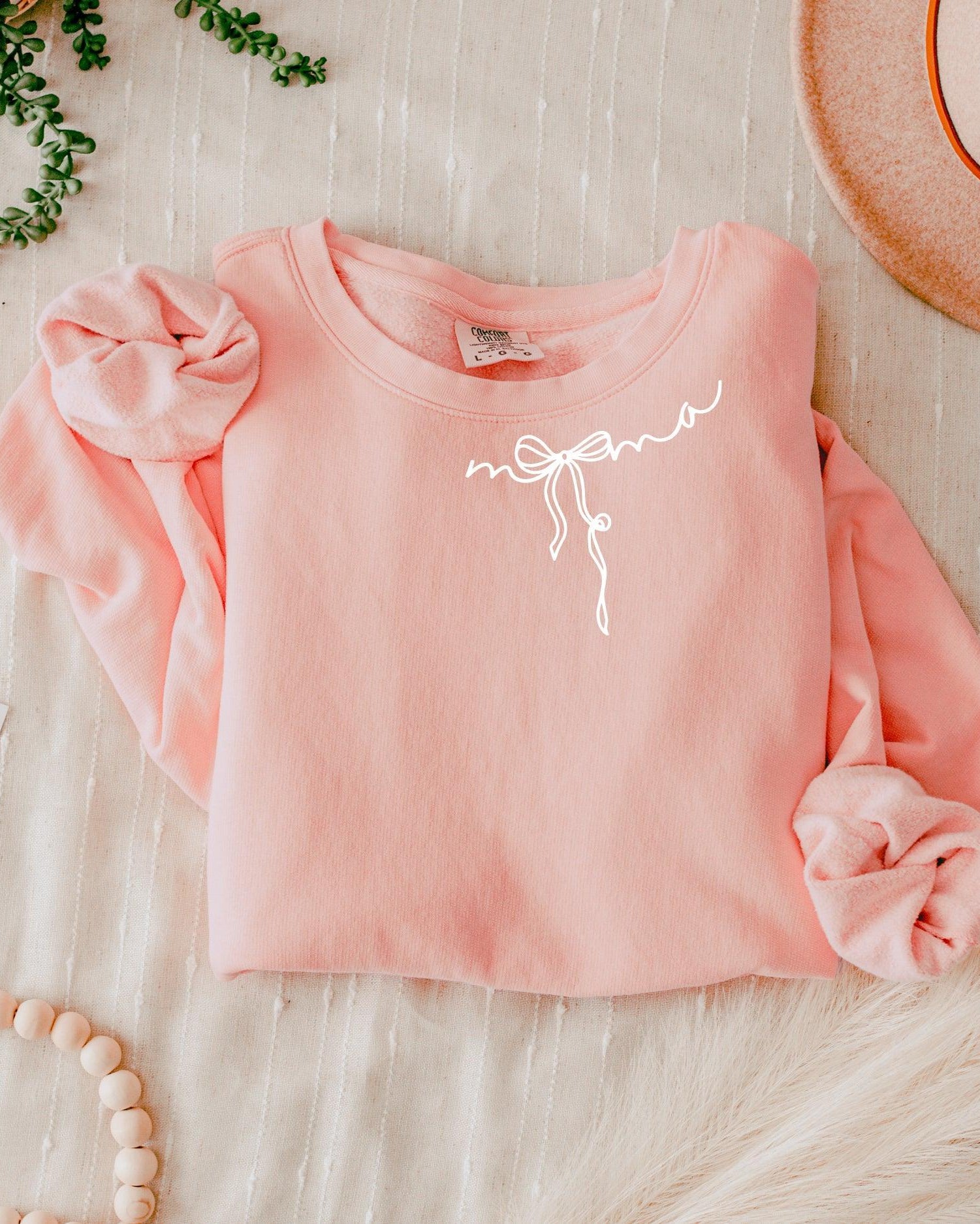 Mama Ribbon Around Neck Garment Dyed Comfort Colors Sweatshirt