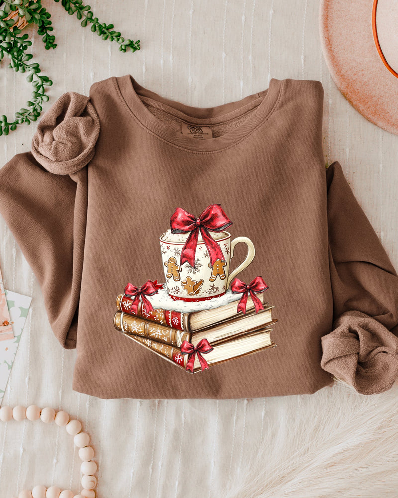 Merry Christmas Book Santa Garment Dyed Comfort Colors Sweatshirt