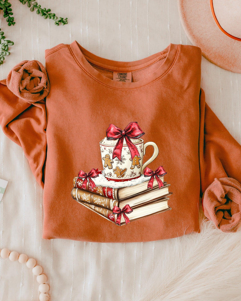 Merry Christmas Book Santa Garment Dyed Comfort Colors Sweatshirt