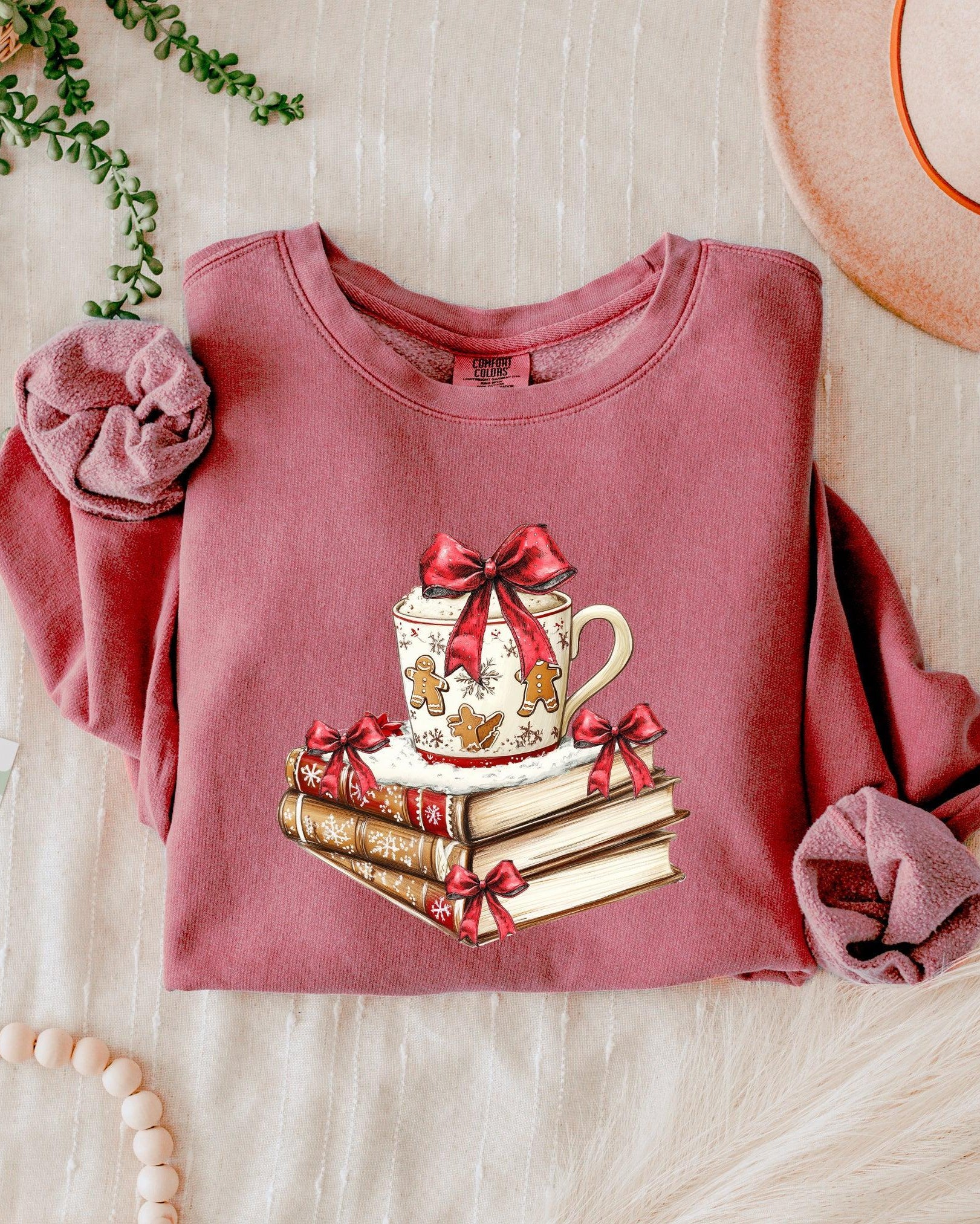 Merry Christmas Book Santa Garment Dyed Comfort Colors Sweatshirt