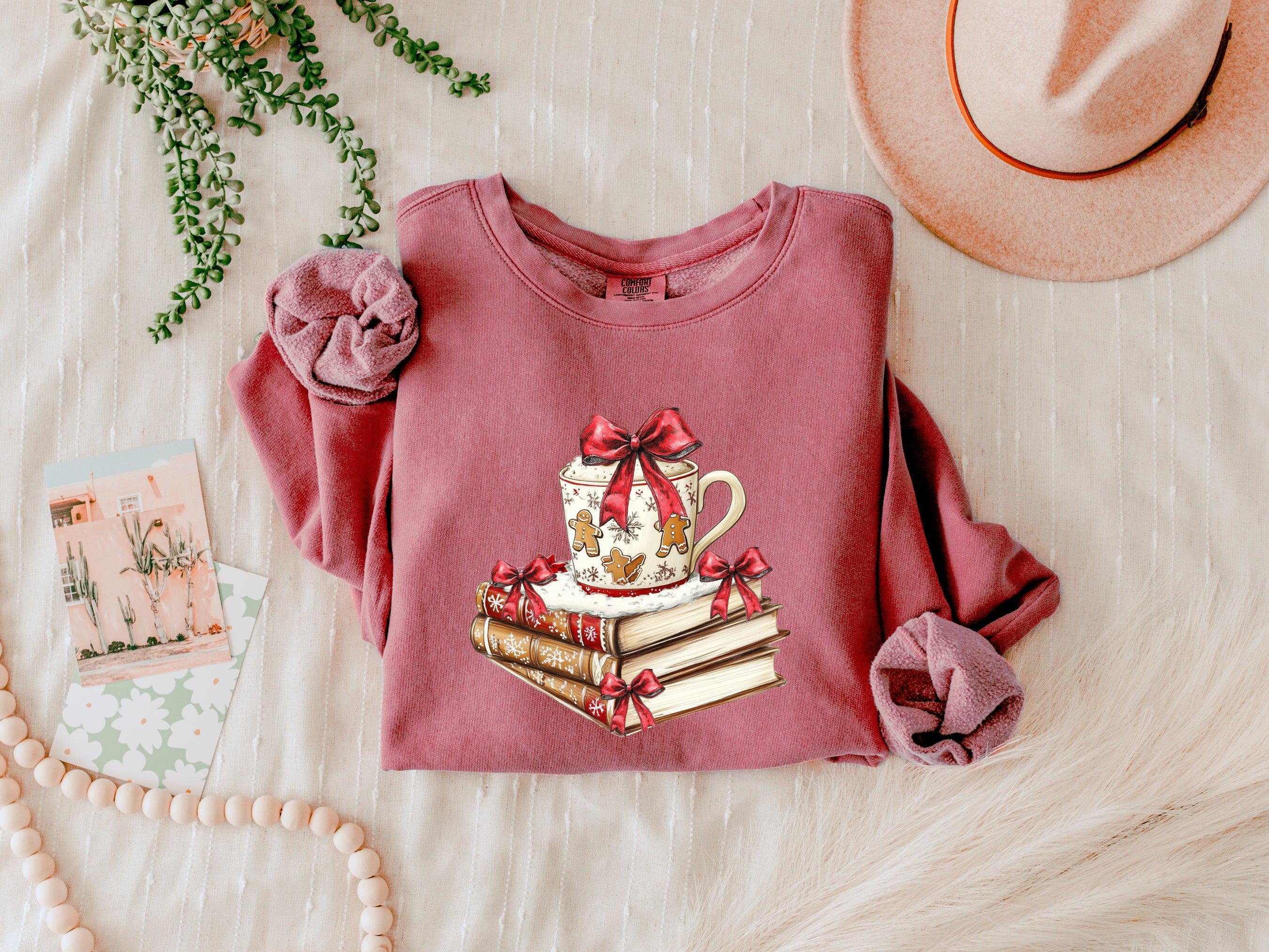 Merry Christmas Book Santa Garment Dyed Comfort Colors Sweatshirt