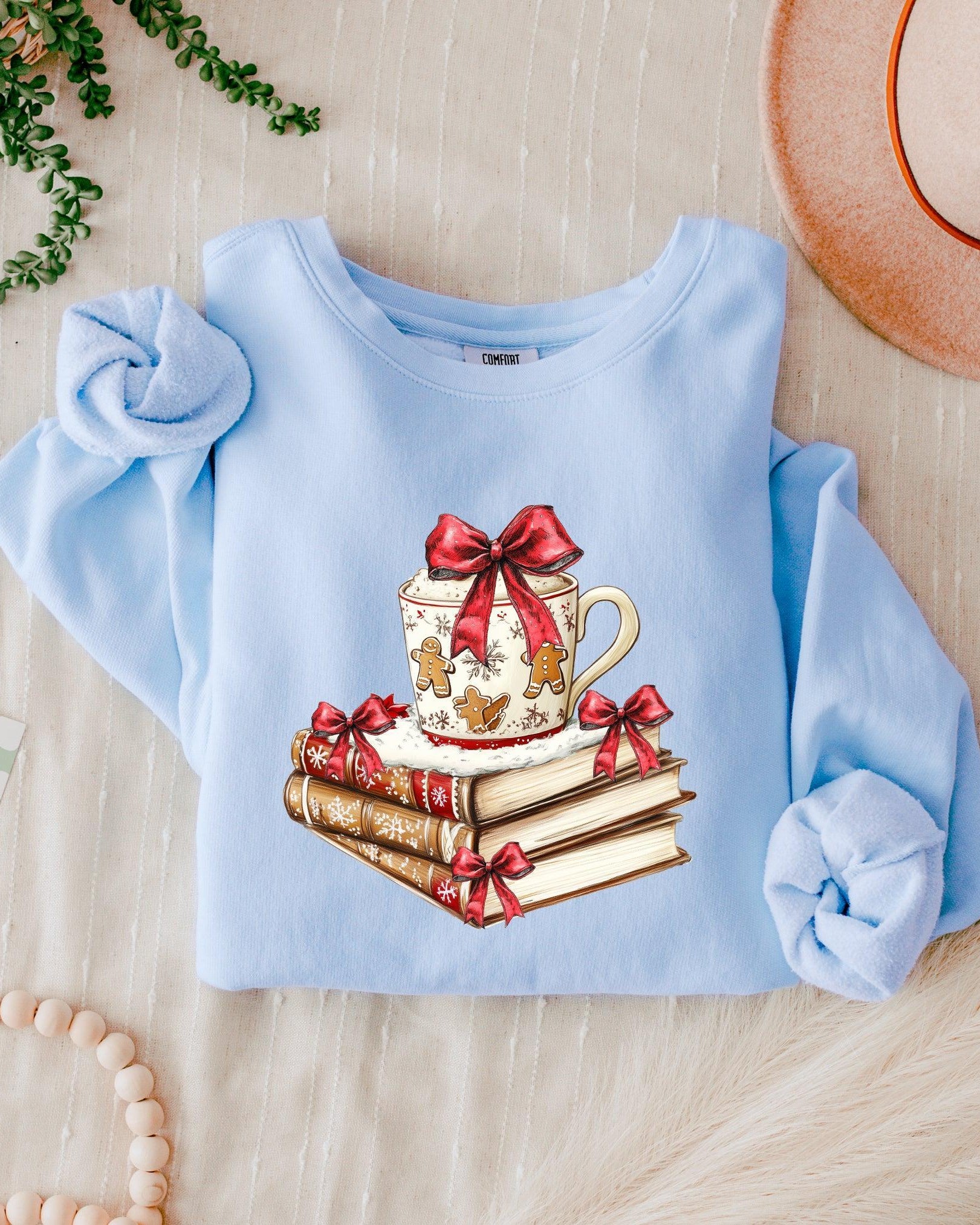 Merry Christmas Book Santa Garment Dyed Comfort Colors Sweatshirt