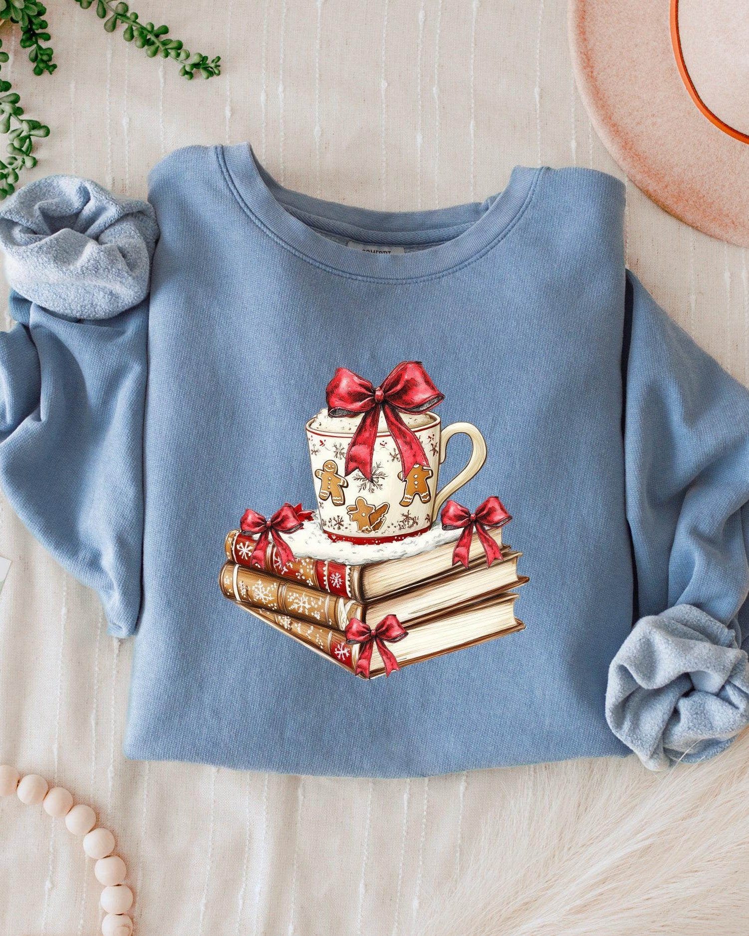 Merry Christmas Book Santa Garment Dyed Comfort Colors Sweatshirt