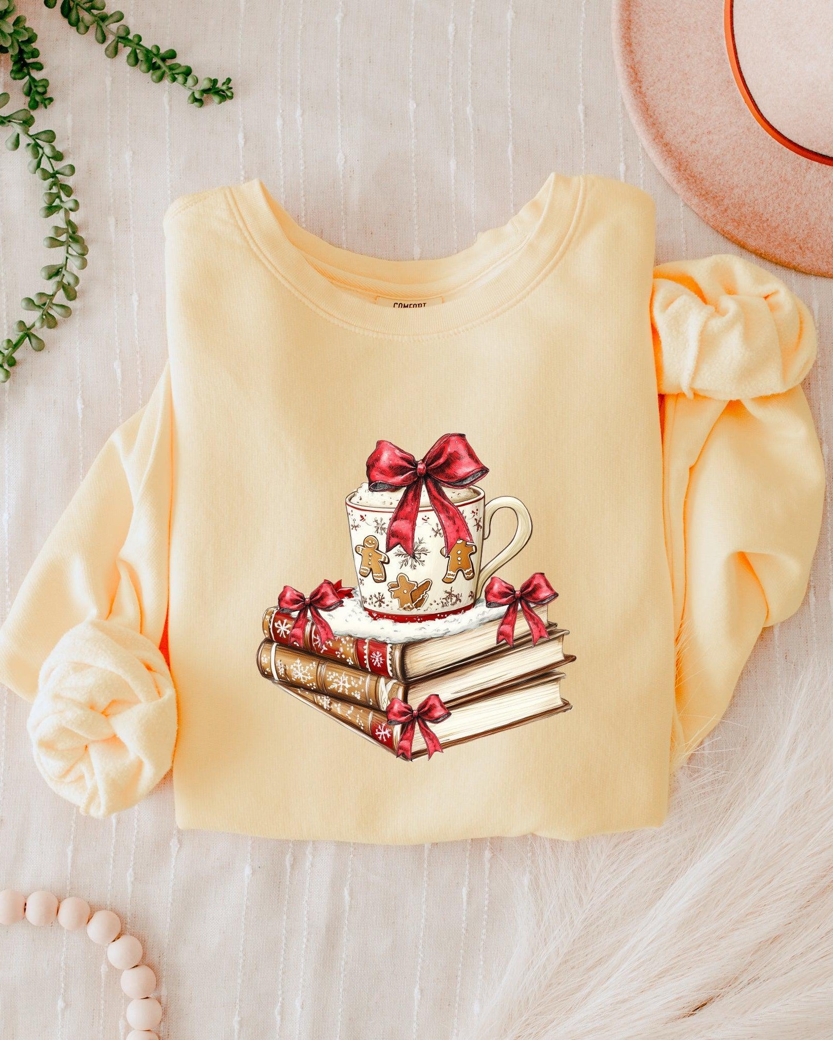 Merry Christmas Book Santa Garment Dyed Comfort Colors Sweatshirt