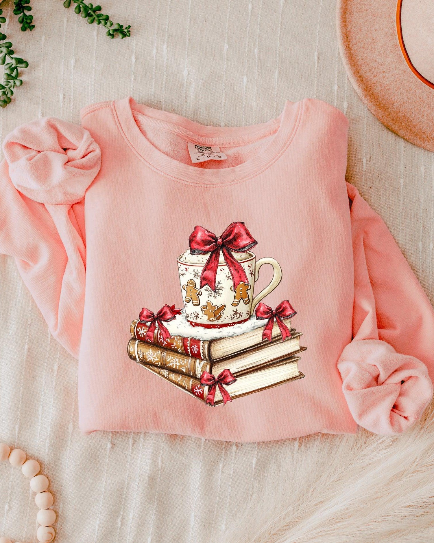 Merry Christmas Book Santa Garment Dyed Comfort Colors Sweatshirt