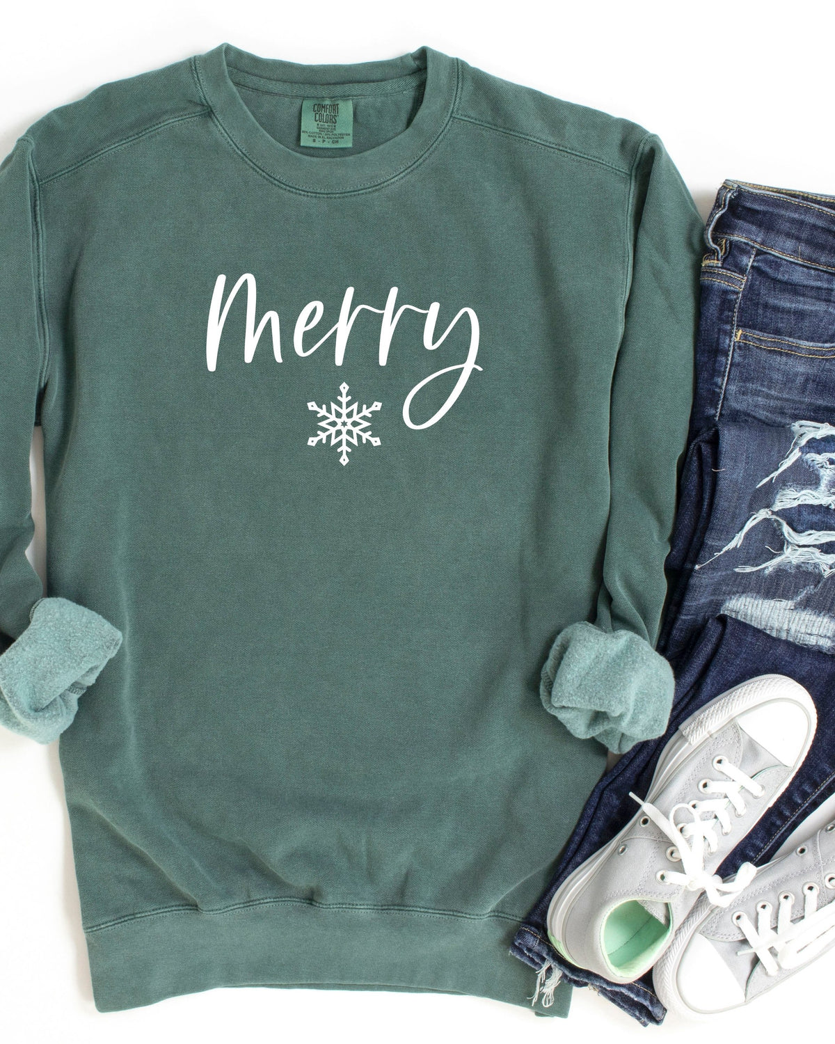 Merry Christmas Garment Dyed Comfort Colors Sweatshirt
