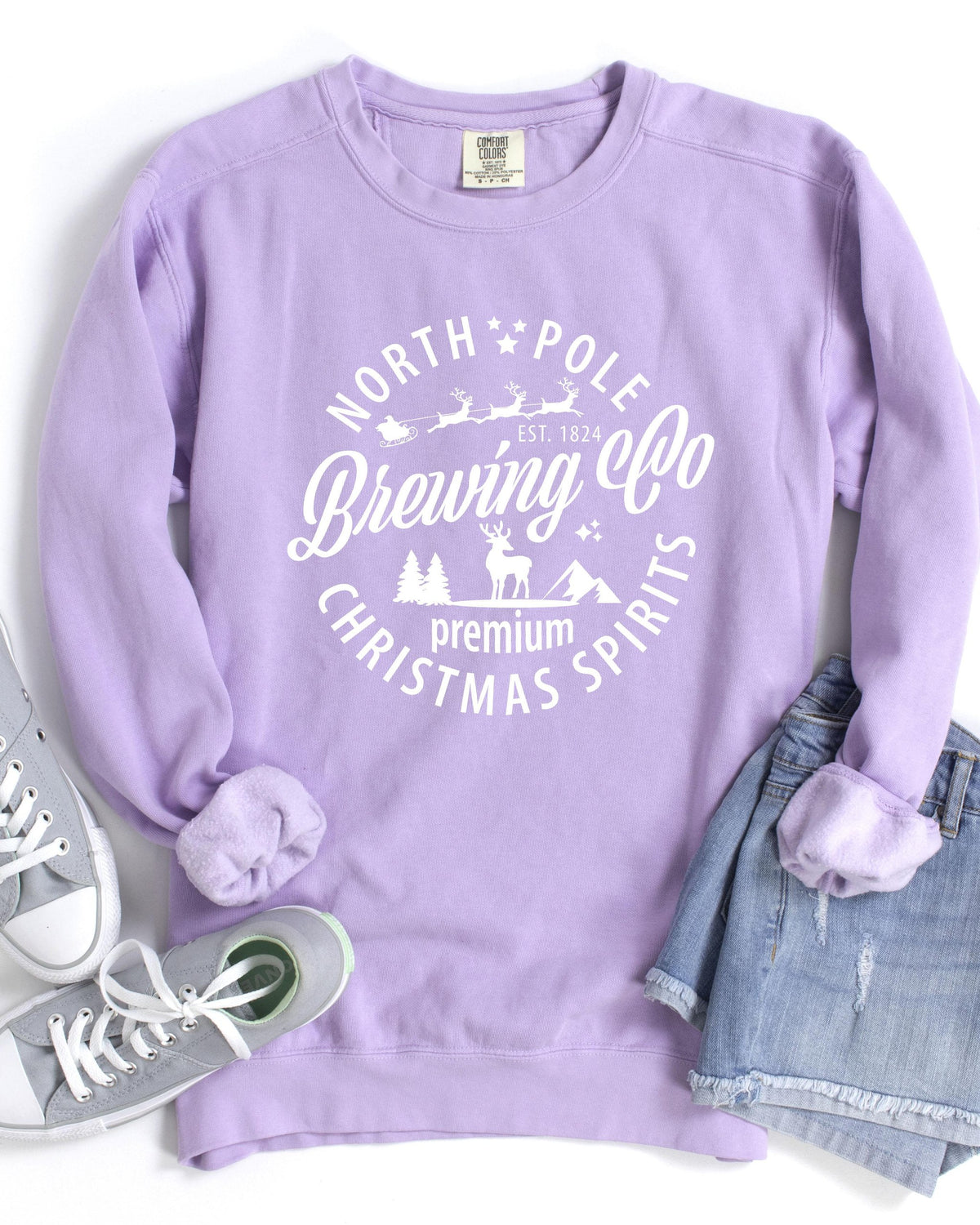 Merry Christmas North Pole Brewing Co Garment Dyed Comfort Colors Sweatshirt
