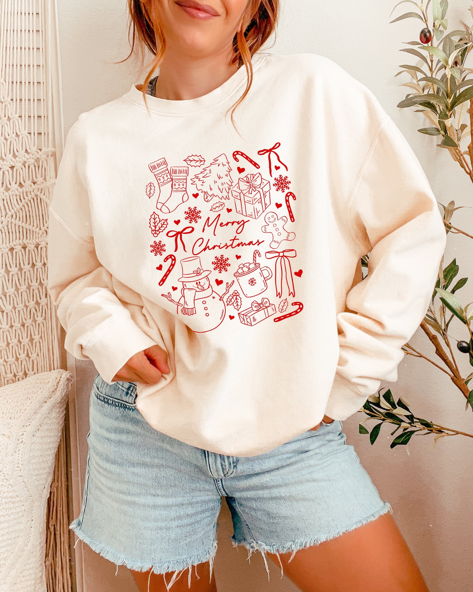 Merry Christmas Things Holiday Winter Garment Dyed Comfort Colors Sweatshirt